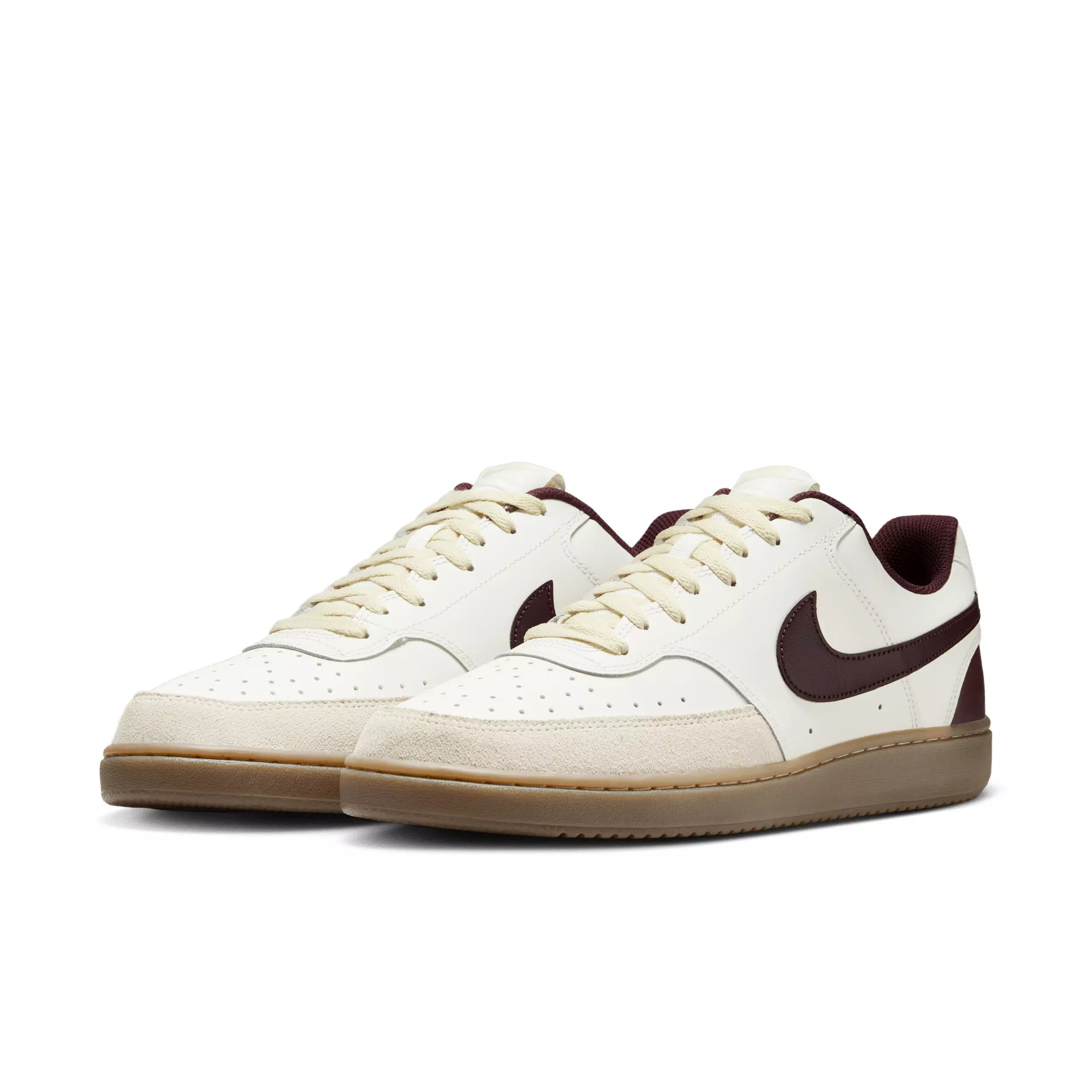 Nike Court Vision Low "Sail/Light Khaki/Gum Dark Brown/Burgundy Crush" Men's Shoe - SAIL/LT KHAKI/DK BROWN/BURGUNDY