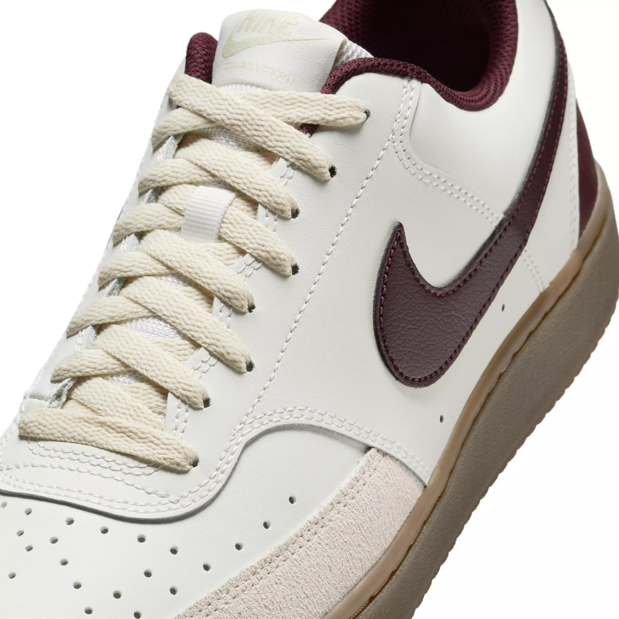 Nike Court Vision Low "Sail/Light Khaki/Gum Dark Brown/Burgundy Crush" Men's Shoe - SAIL/LT KHAKI/DK BROWN/BURGUNDY