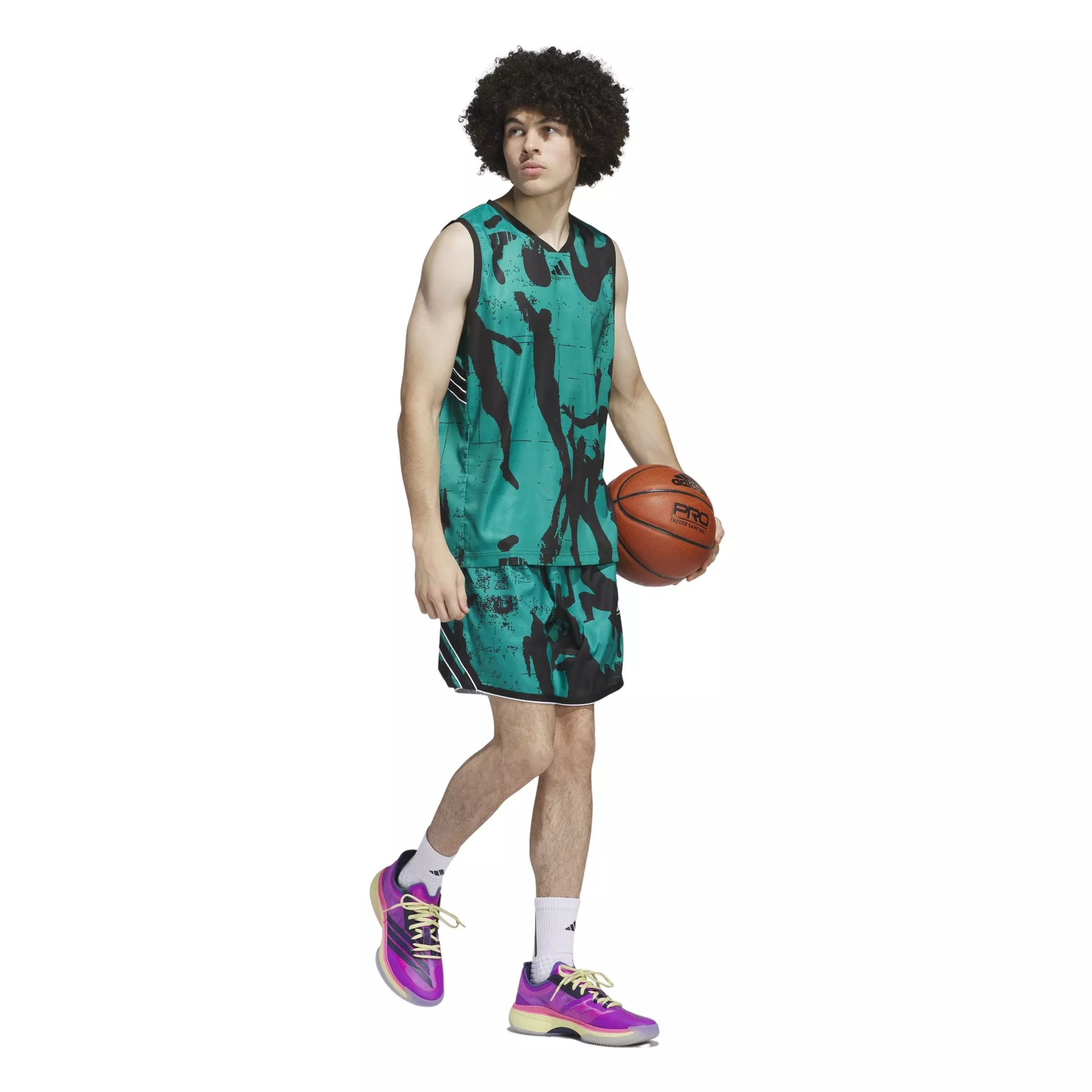 adidas Men's Select Warm-Up Basketball Jersey -Green/Black - GREEN/BLACK