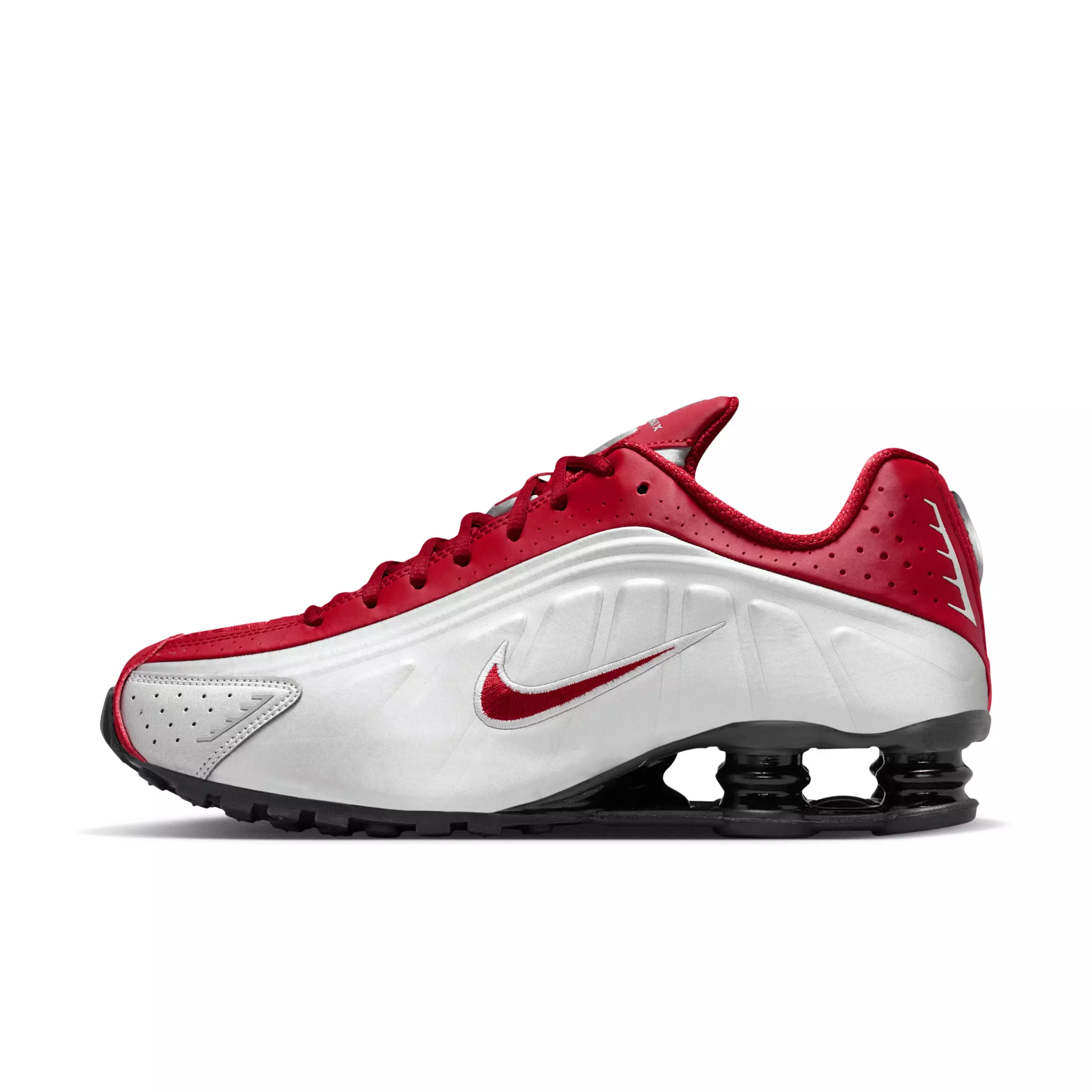 Nike Shox R4 "Metallic Silver/Black/Team Crimson" Men's Shoe - SILVER/BLACK/CRIMSON