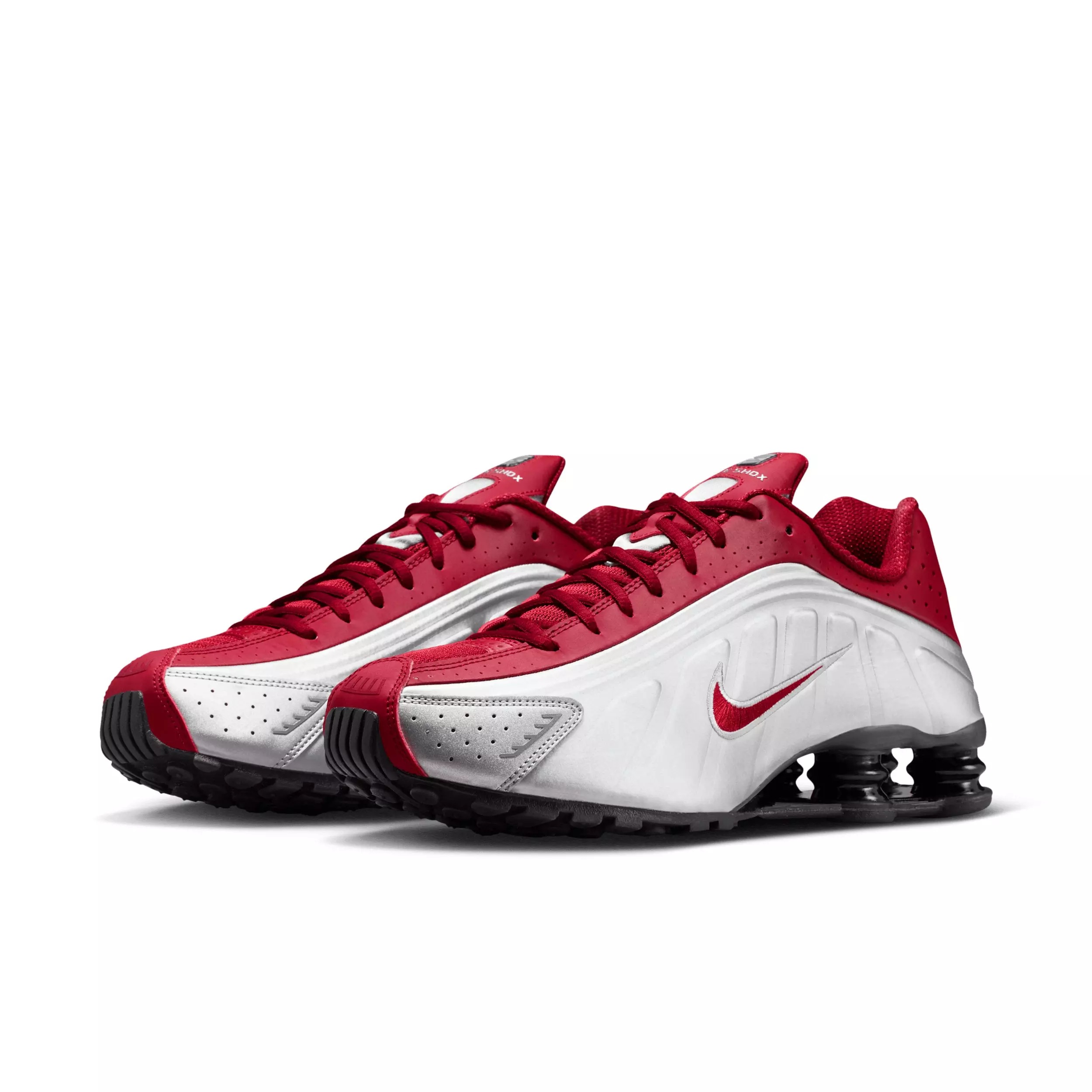 Nike Shox R4 "Metallic Silver/Black/Team Crimson" Men's Shoe - SILVER/BLACK/CRIMSON