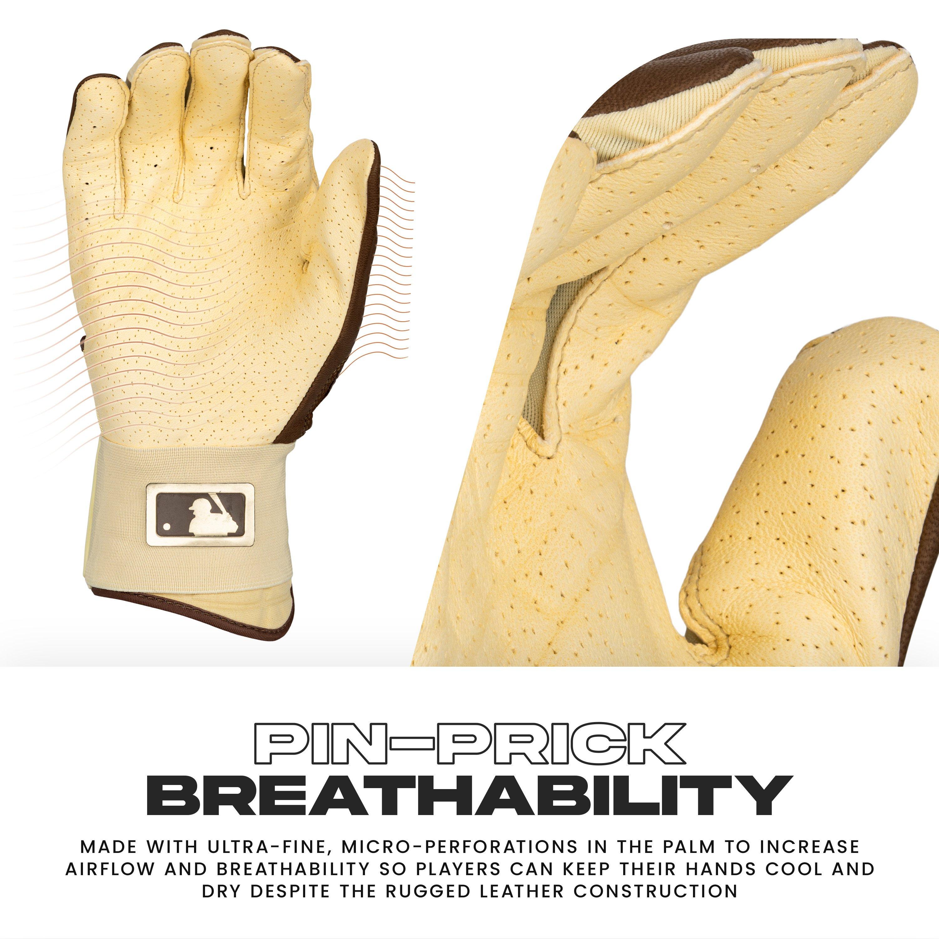 Franklin Sports Adults' MLB Powerstrap Batting Gloves - Mocha/Vanilla - MOCHA/VANILLA