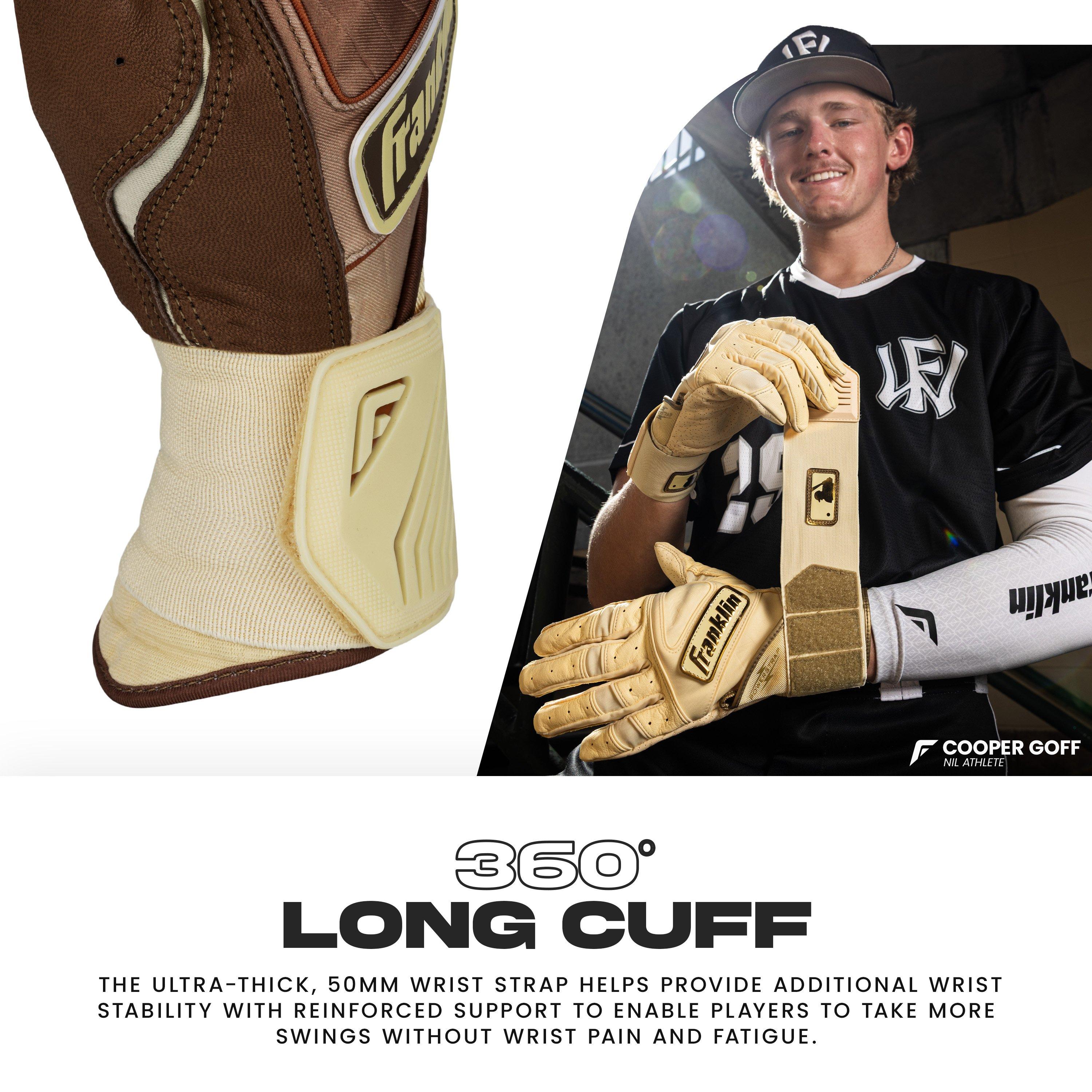 Franklin Sports Adults' MLB Powerstrap Batting Gloves - Mocha/Vanilla - MOCHA/VANILLA