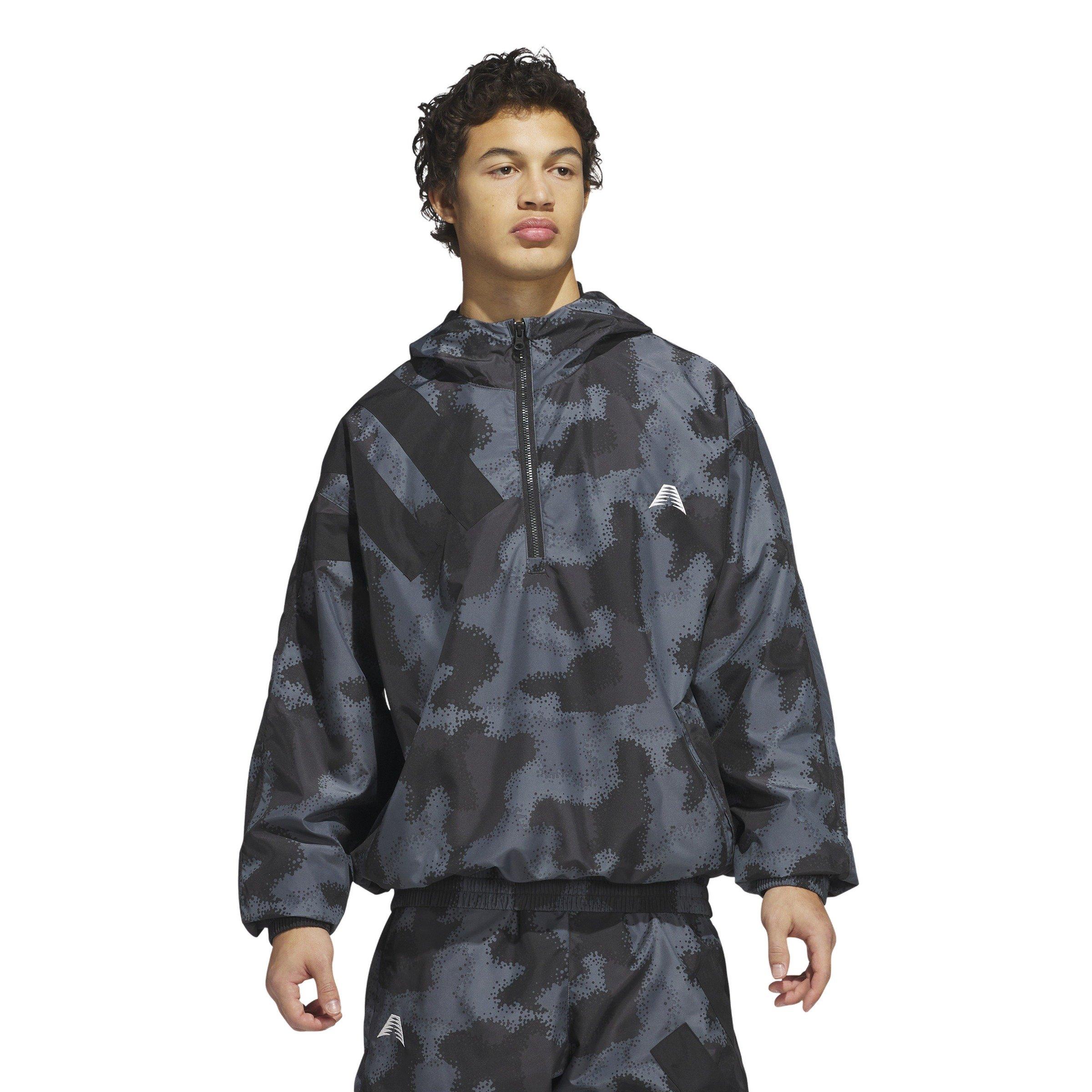 adidas​ Men's Anthony Edwards Camp AOP​ Hooded Anorak -Grey - GREY Thumbnail View 1