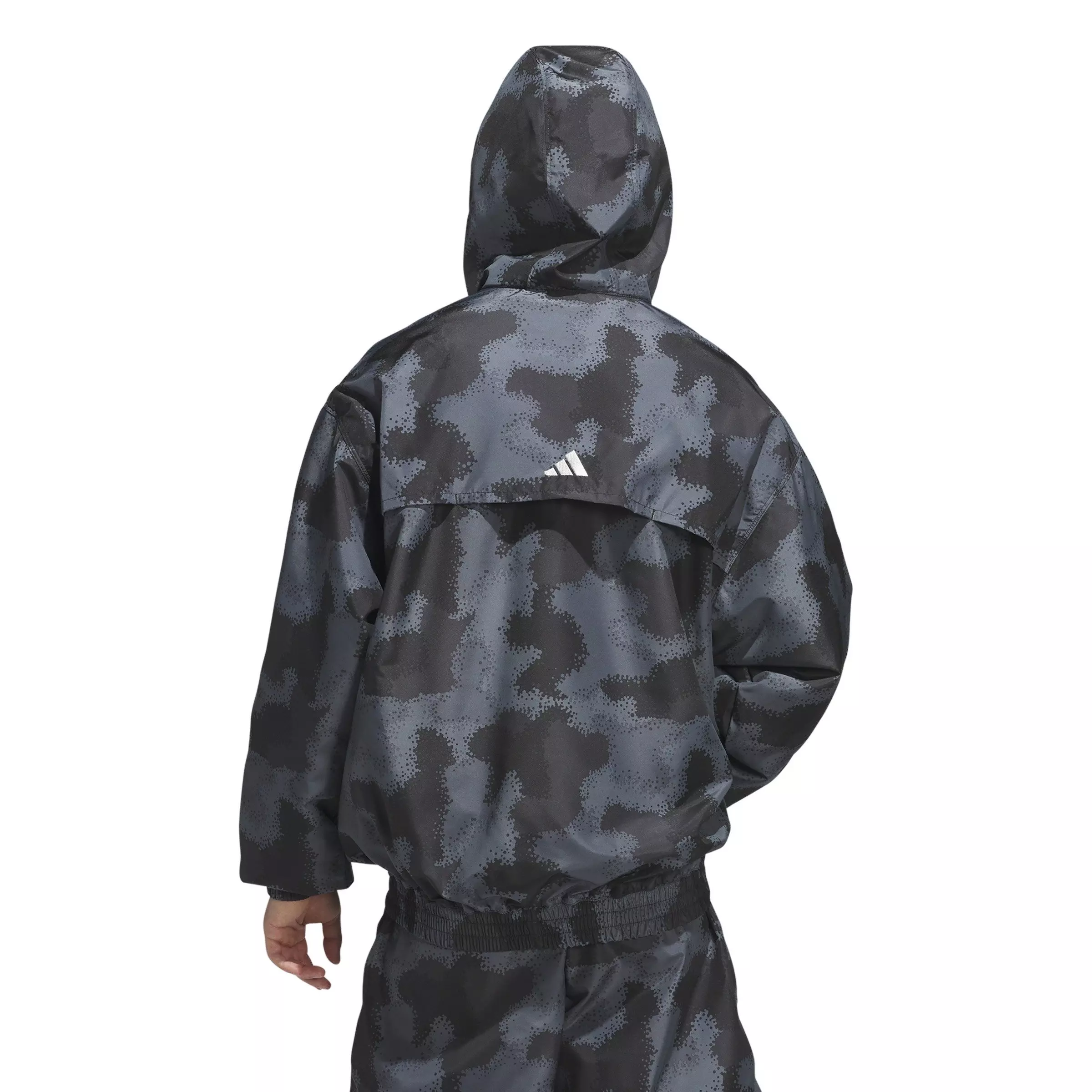 adidas​ Men's Anthony Edwards Camp AOP​ Hooded Anorak - Grey - GREY