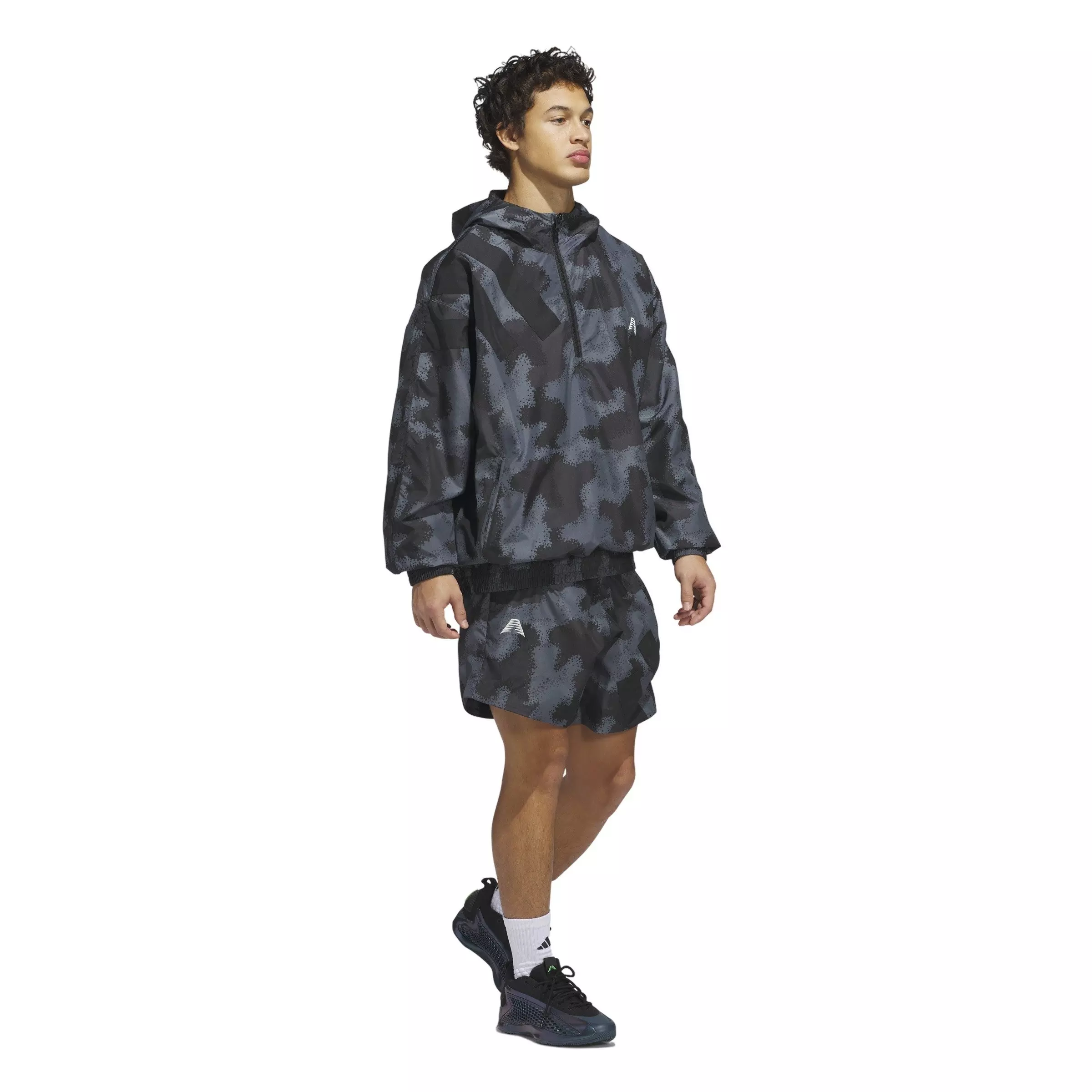 adidas​ Men's Anthony Edwards Camp AOP​ Hooded Anorak - Grey - GREY