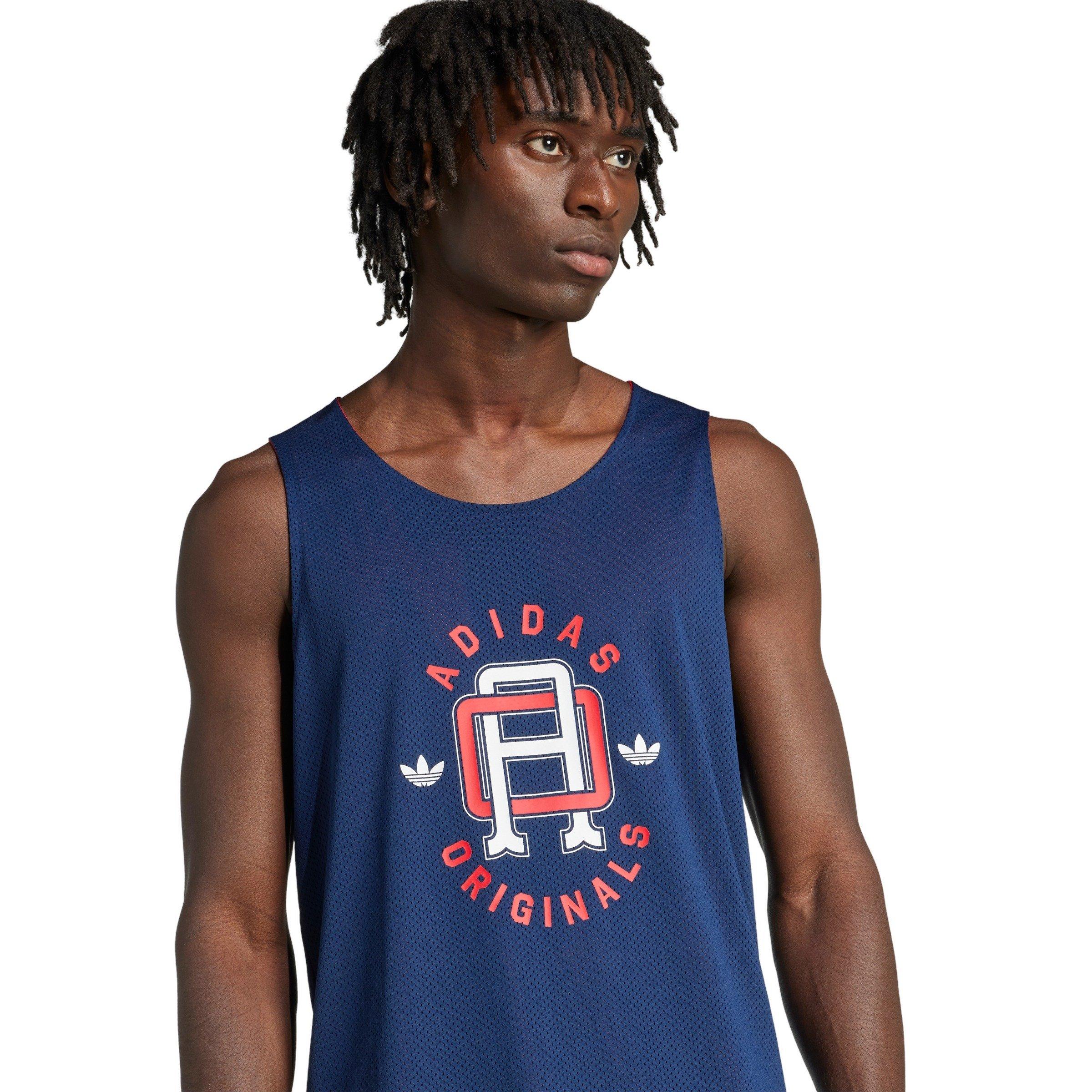 adidas Originals Men's Varsity Mesh Tank -Indigo - INDIGO Thumbnail View 3
