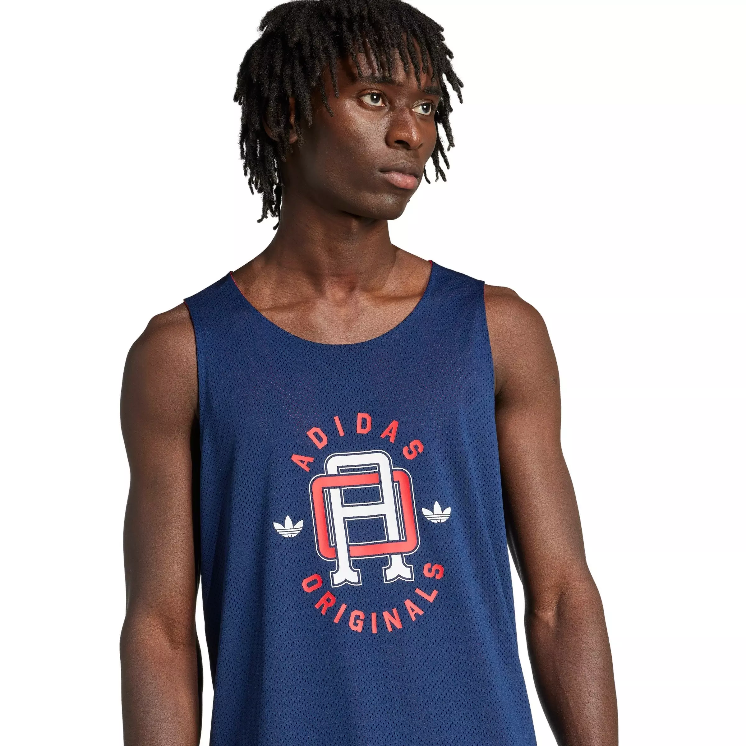 adidas Originals Men's Varsity Mesh Tank -Indigo - INDIGO