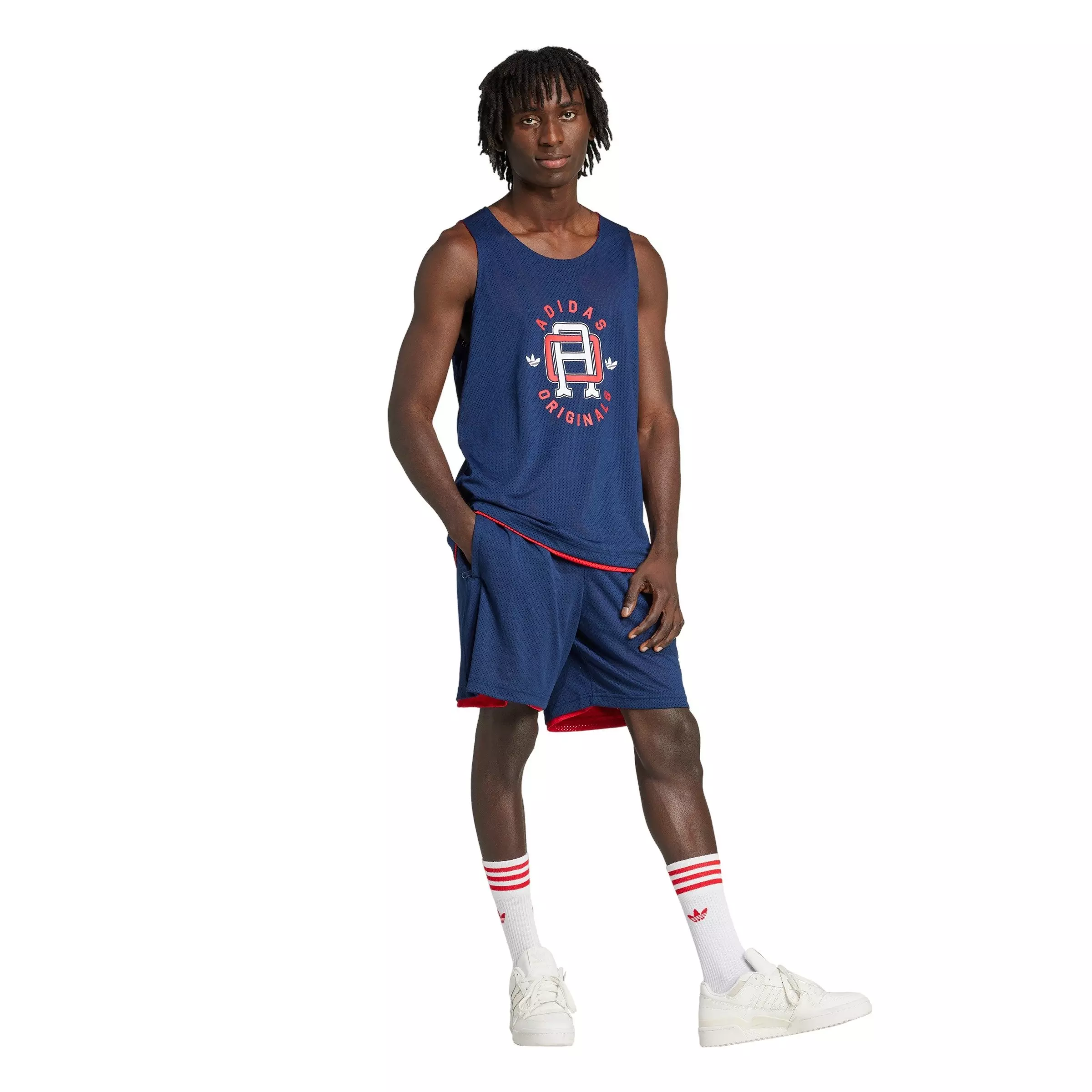 adidas Originals Men's Varsity Mesh Tank -Indigo - INDIGO