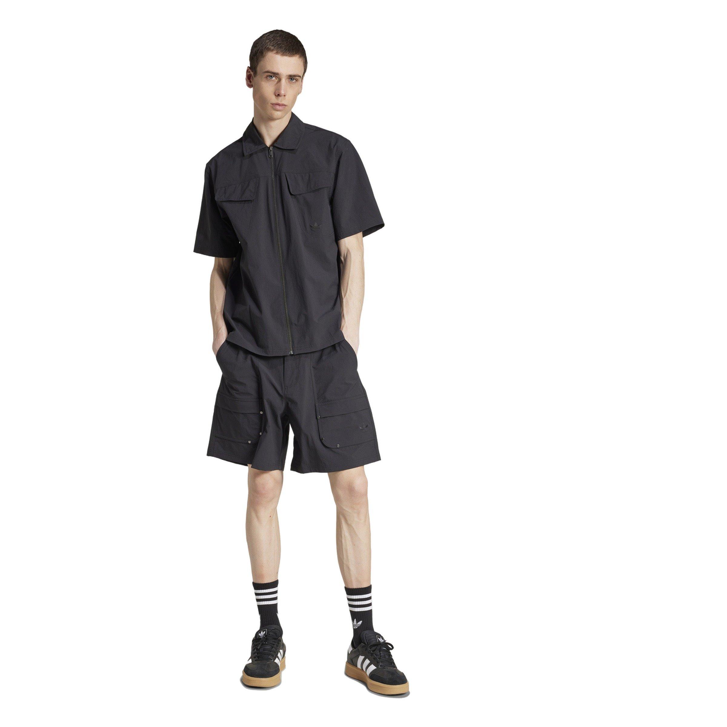 adidas Originals Men's Premium Essentials Utility Cargo Shorts - Black - BLACK Thumbnail View 5