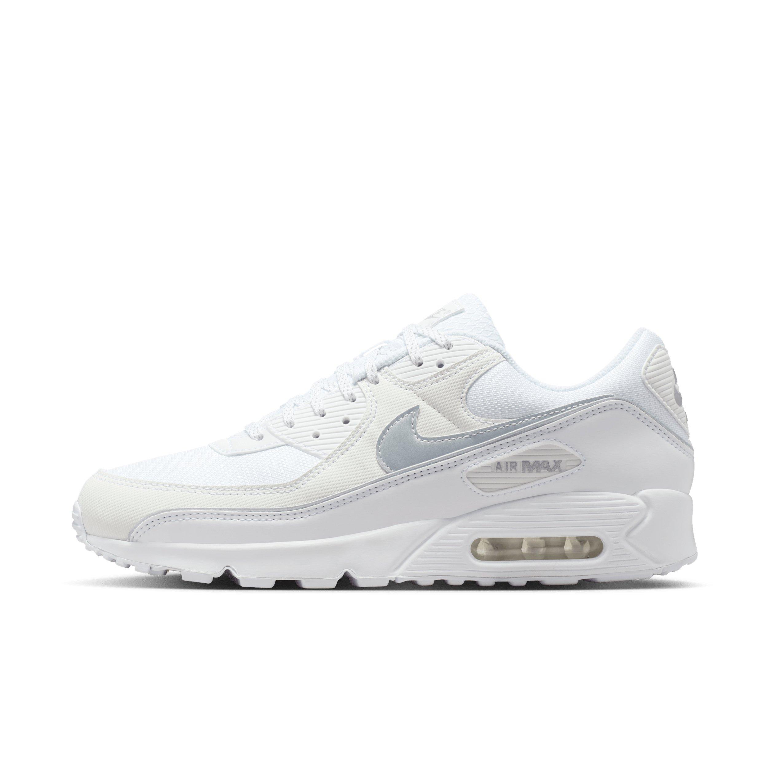 Nike Air Max 90 Premium "White/White/Metallic Silver" Men's Shoe - WHITE/WHITE/SILVER Thumbnail View 2