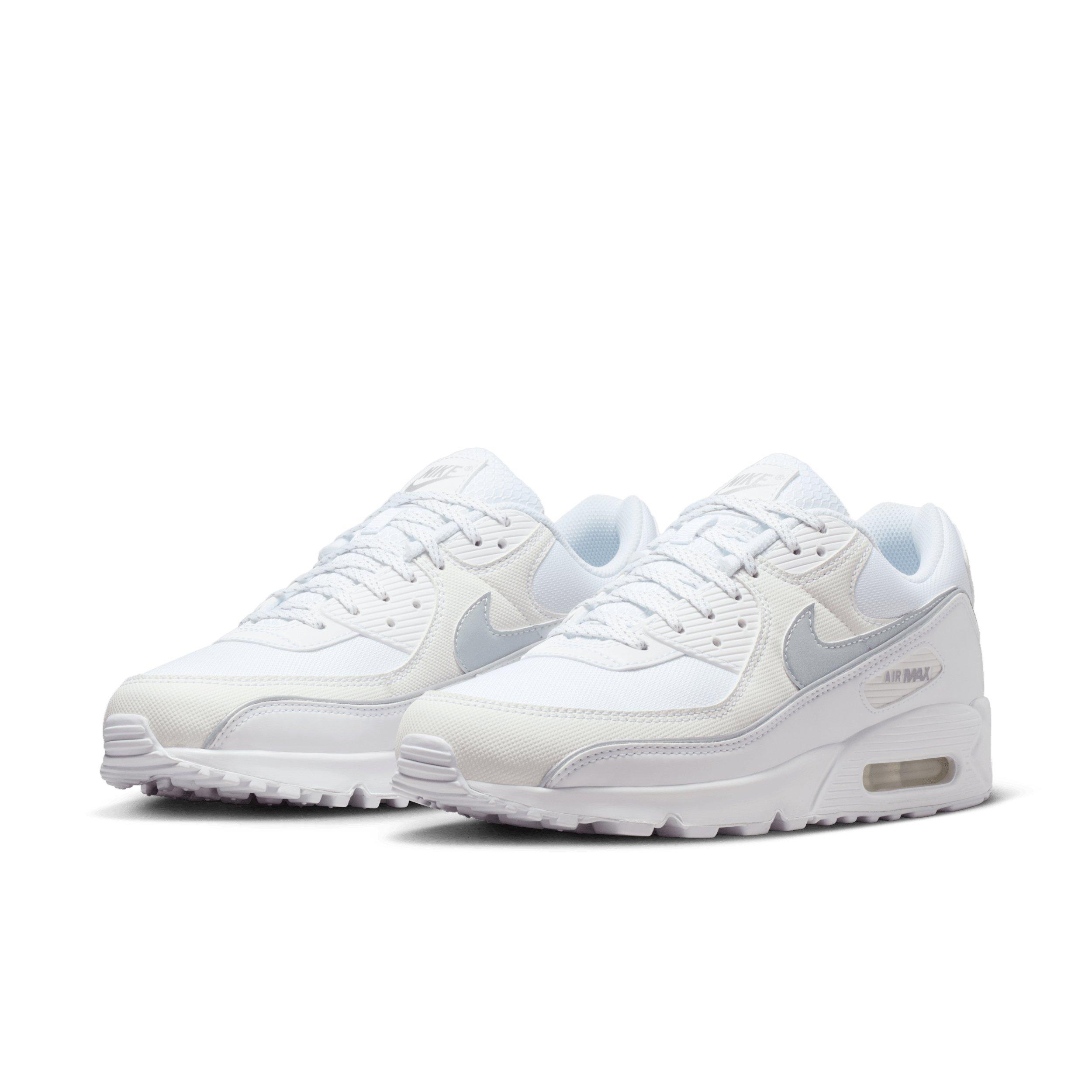 Nike Air Max 90 Premium "White/White/Metallic Silver" Men's Shoe - WHITE/WHITE/SILVER Thumbnail View 3