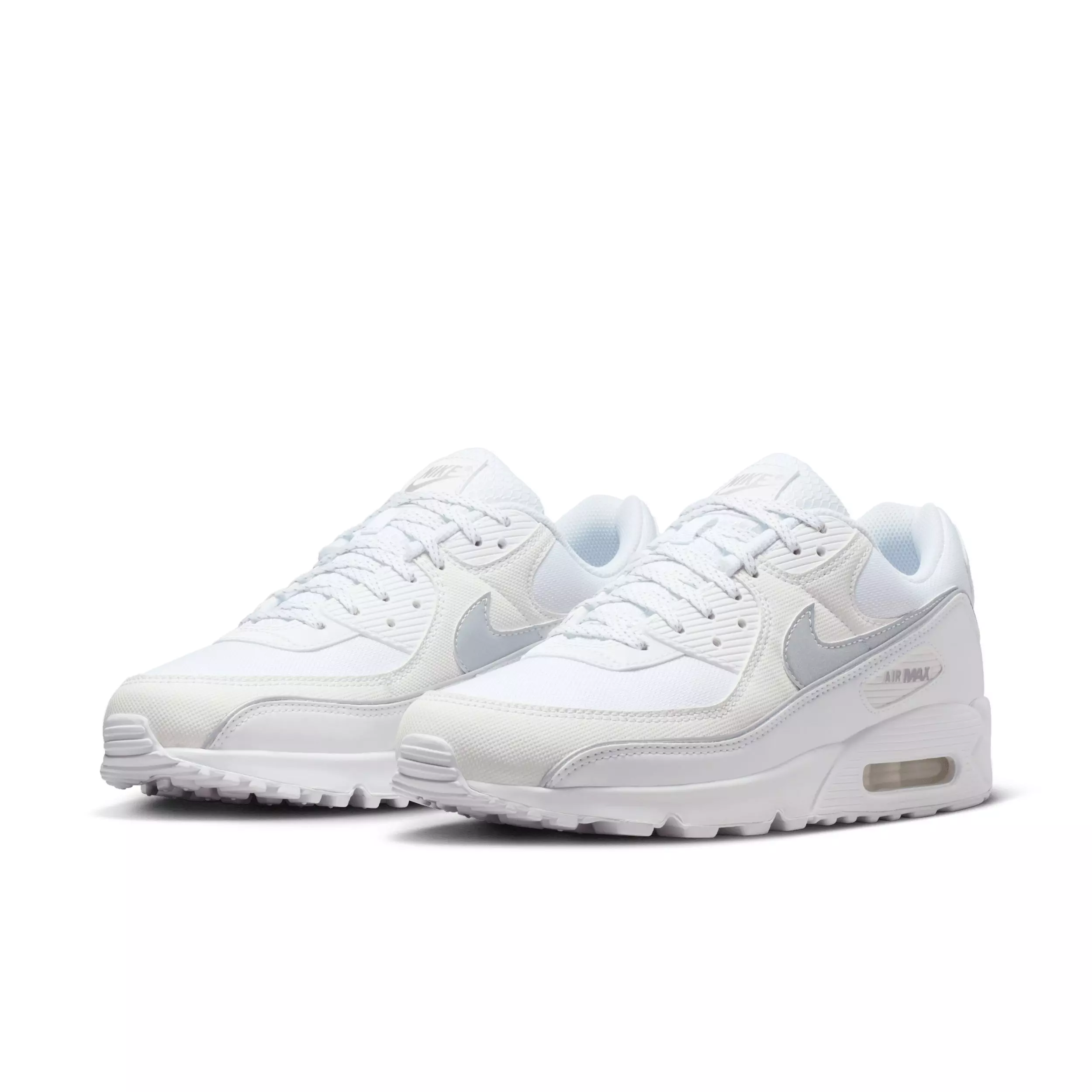 Nike Air Max 90 Premium "White/White/Metallic Silver" Men's Shoe - WHITE/WHITE/SILVER