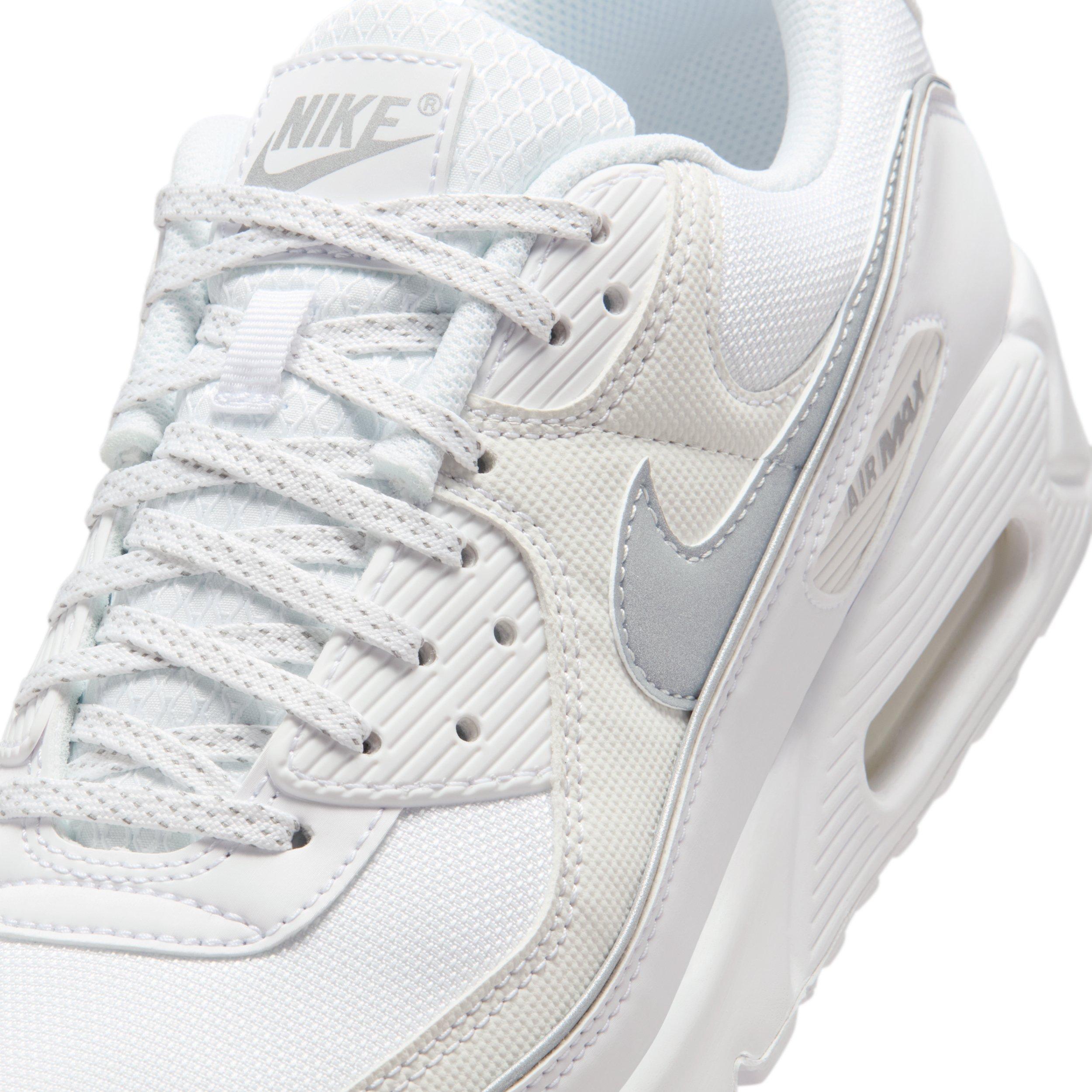 Nike Air Max 90 Premium "White/White/Metallic Silver" Men's Shoe - WHITE/WHITE/SILVER Thumbnail View 7