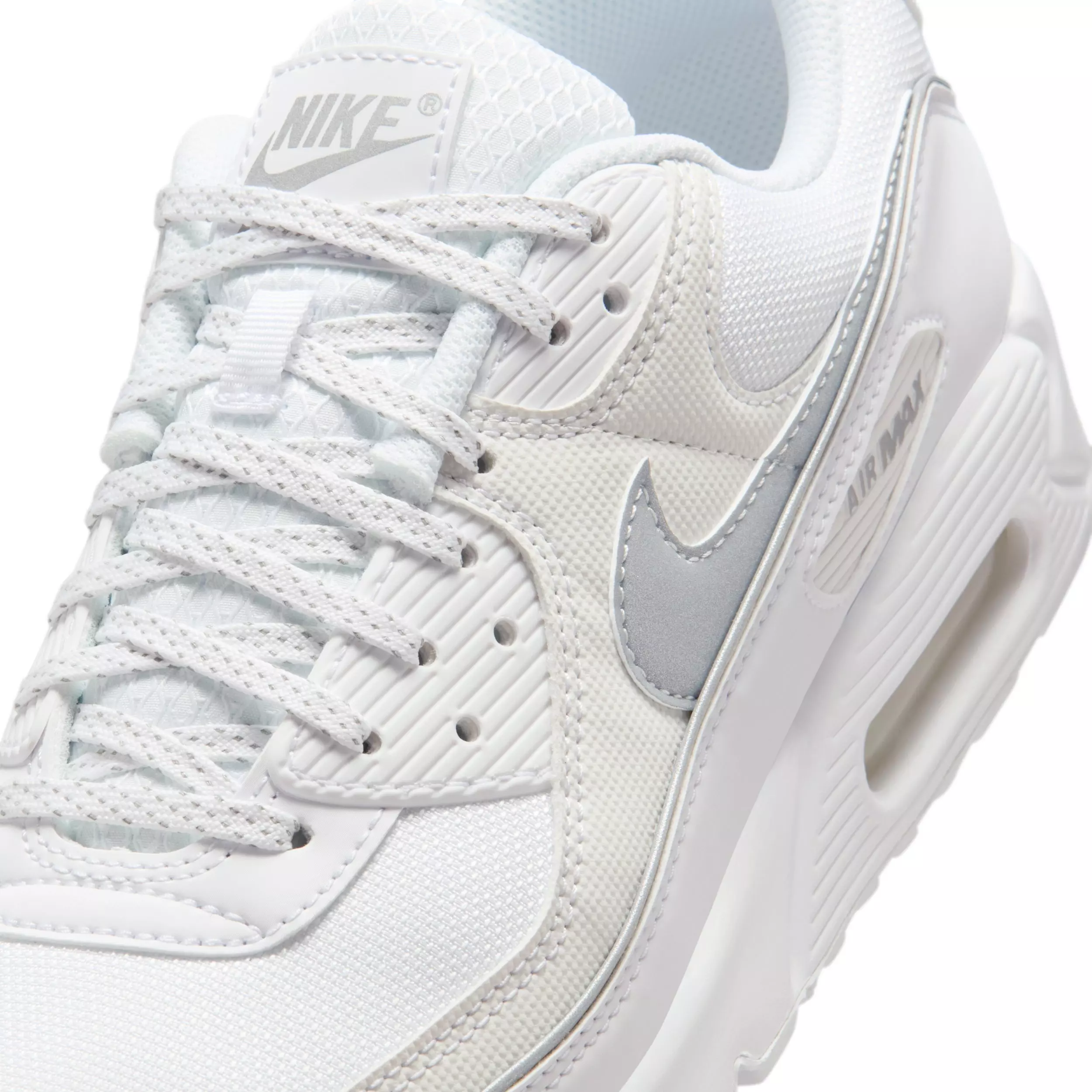 Nike Air Max 90 Premium "White/White/Metallic Silver" Men's Shoe - WHITE/WHITE/SILVER