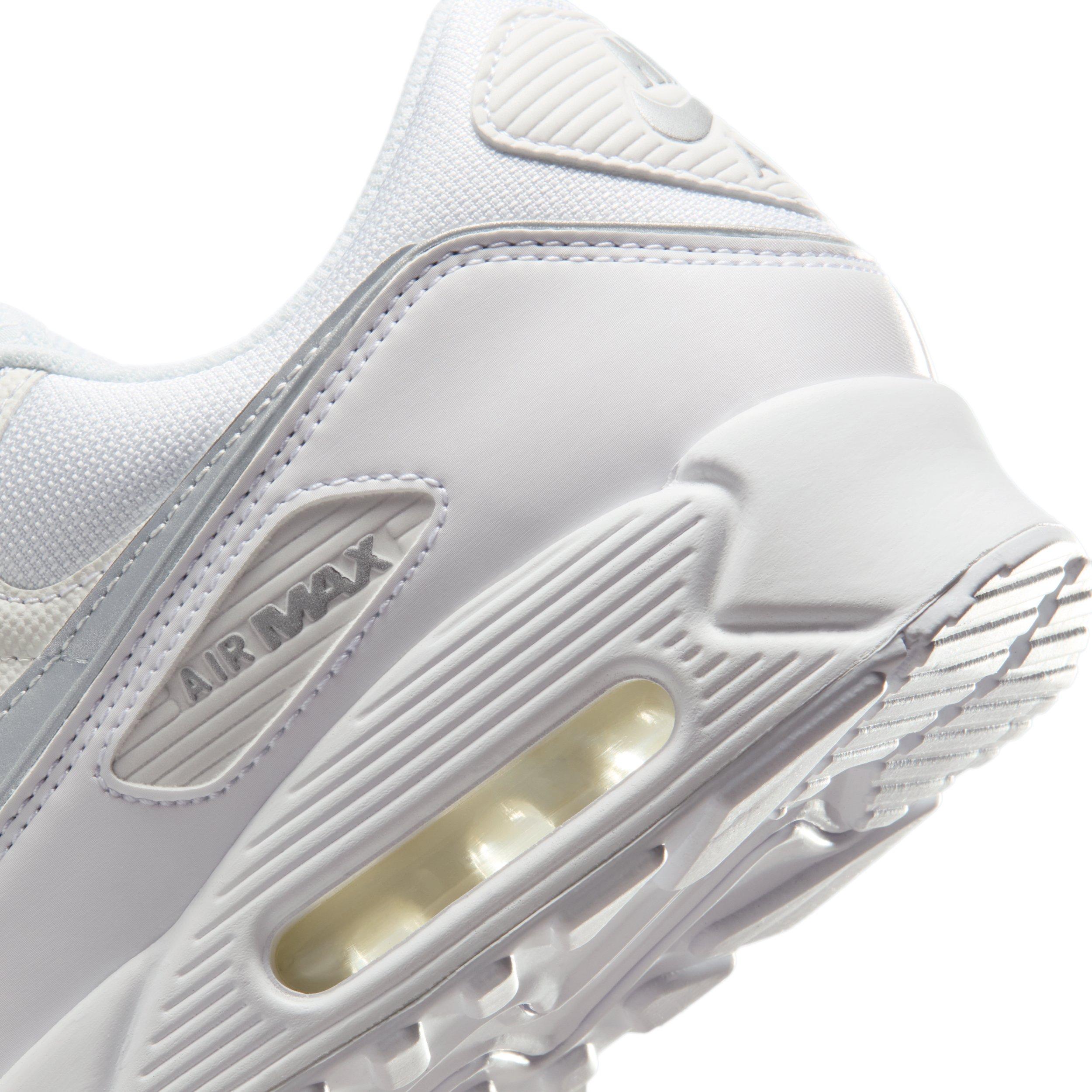 Nike Air Max 90 Premium "White/White/Metallic Silver" Men's Shoe - WHITE/WHITE/SILVER Thumbnail View 8