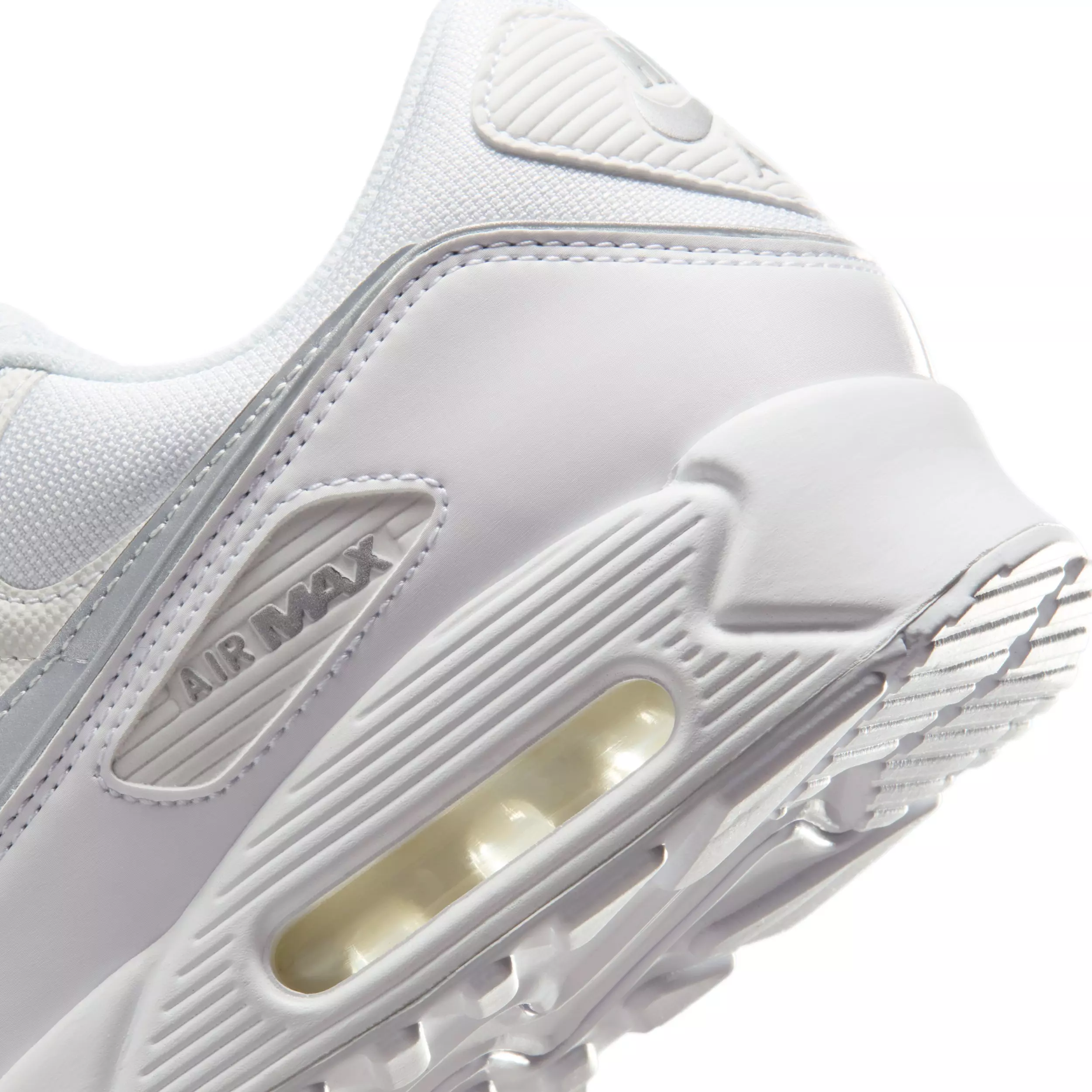 Nike Air Max 90 Premium "White/White/Metallic Silver" Men's Shoe - WHITE/WHITE/SILVER