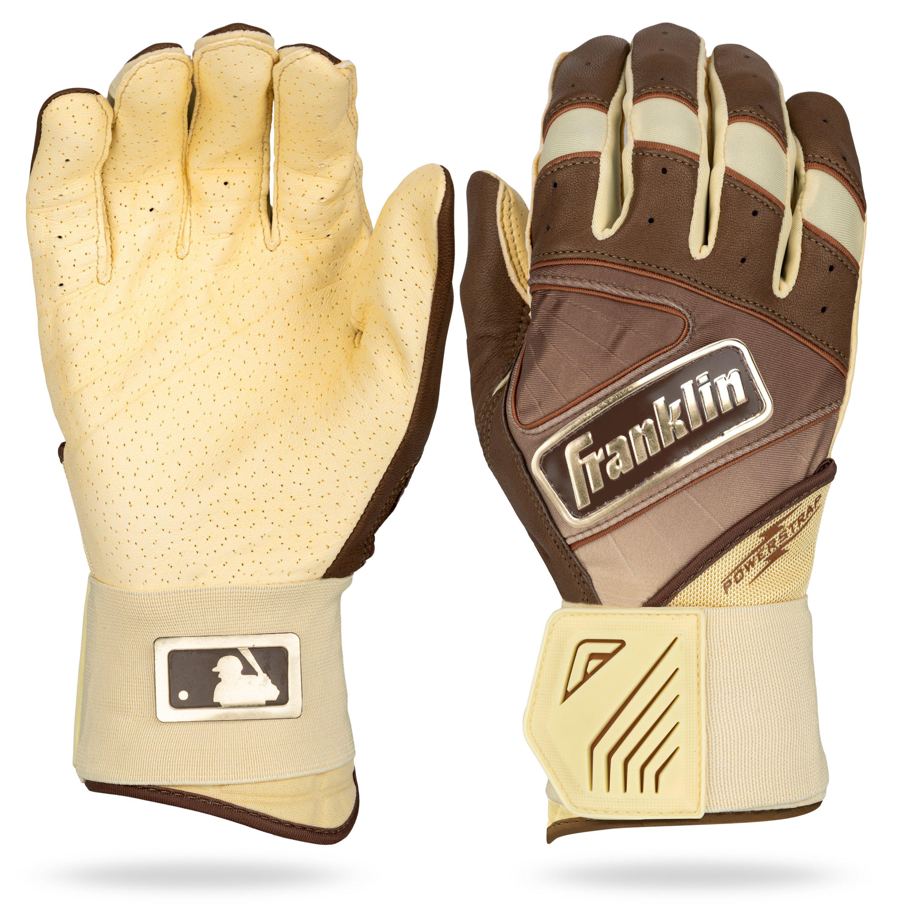 Franklin Sports Big Kids' MLB Powerstrap Batting Gloves - Mocha/Vanilla - MOCHA/VANILLA