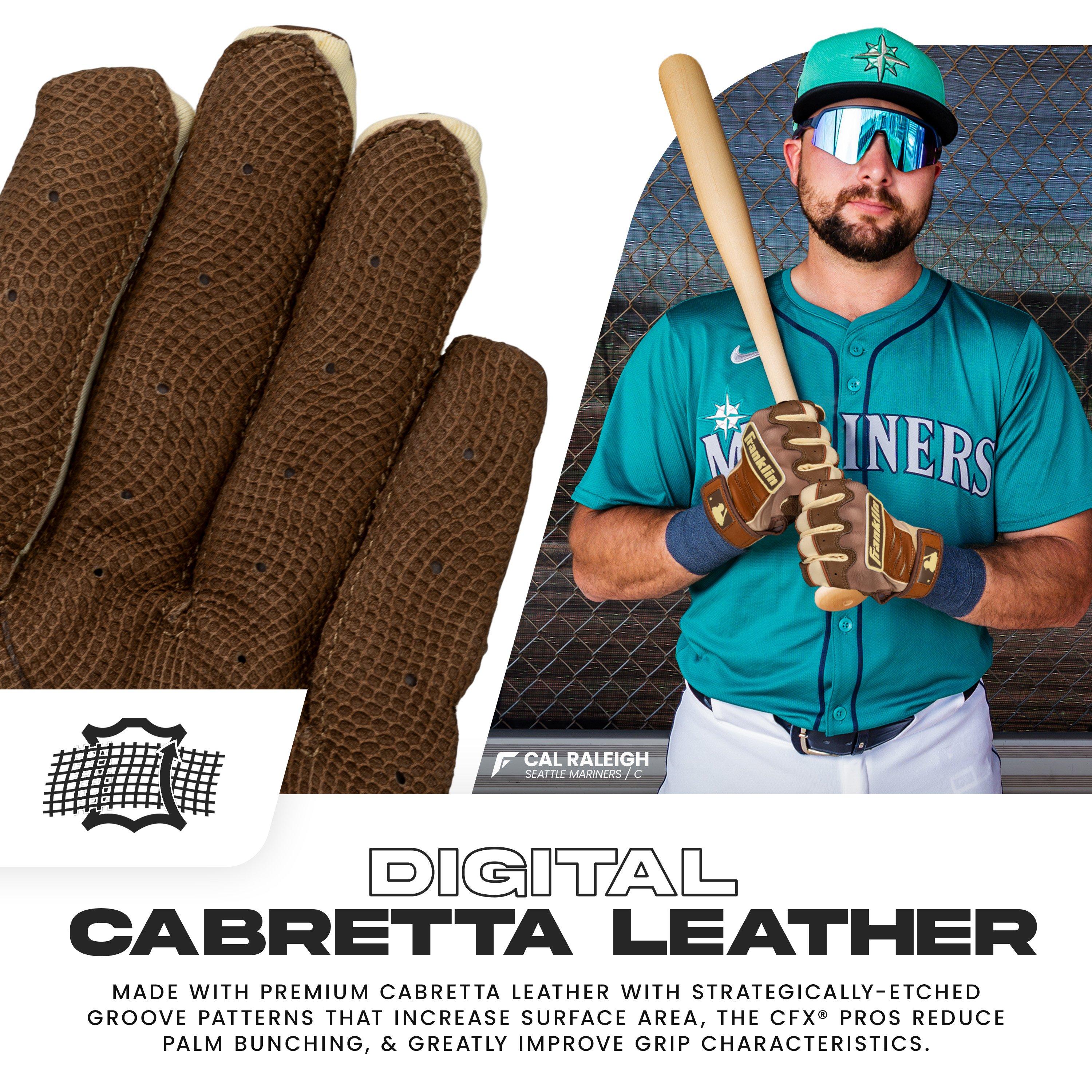 Franklin Sports Big Kids' MLB CFX Pro Fusion Batting Gloves - Mocha/Vanilla - MOCHA/VANILLA