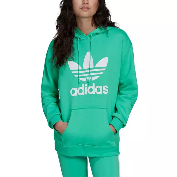 Adidas Women's Originals Trefoil Hoodie Olive Green .