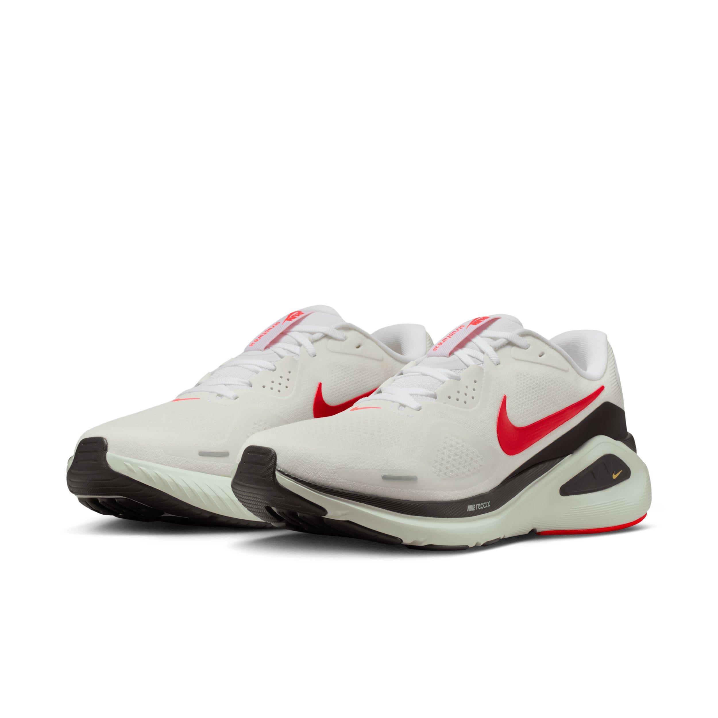 Nike Structure 26 "White/Medium Ash/Spruce Aura/Bright Crimson" Men's Running Shoe - WHITE/MD ASH/SPRUCE/CRIMSON Thumbnail View 3