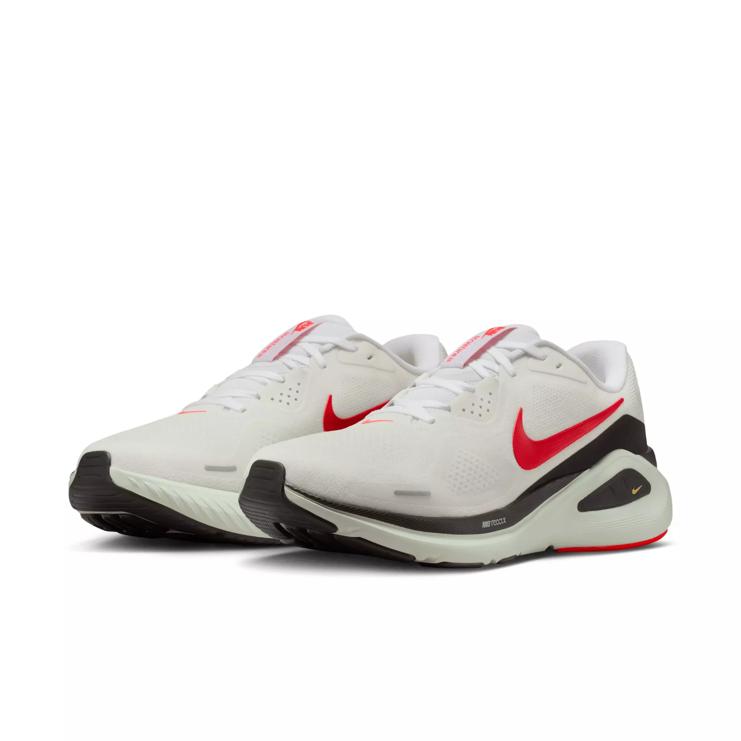 Nike Structure 26 "White/Medium Ash/Spruce Aura/Bright Crimson" Men's Running Shoe - WHITE/MD ASH/SPRUCE/CRIMSON
