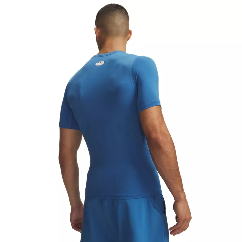 Under Armour Men's HeatGear Compression Short Sleeve Shirt - Blue/White - BLUE/WHITE