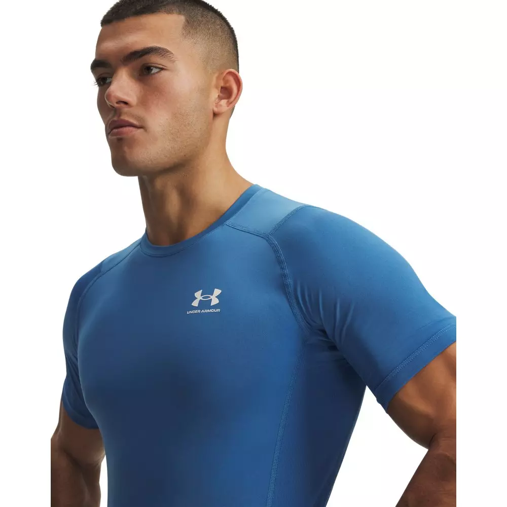 Under Armour Men's HeatGear Compression Short Sleeve Shirt - Blue/White - BLUE/WHITE