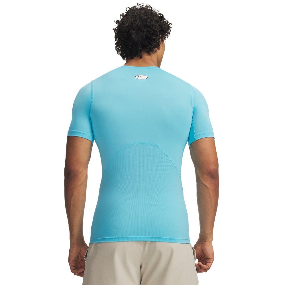 Under Armour Men's HeatGear Compression Short Sleeve Shirt - Turquoise/White - TURQUOISE/WHITE