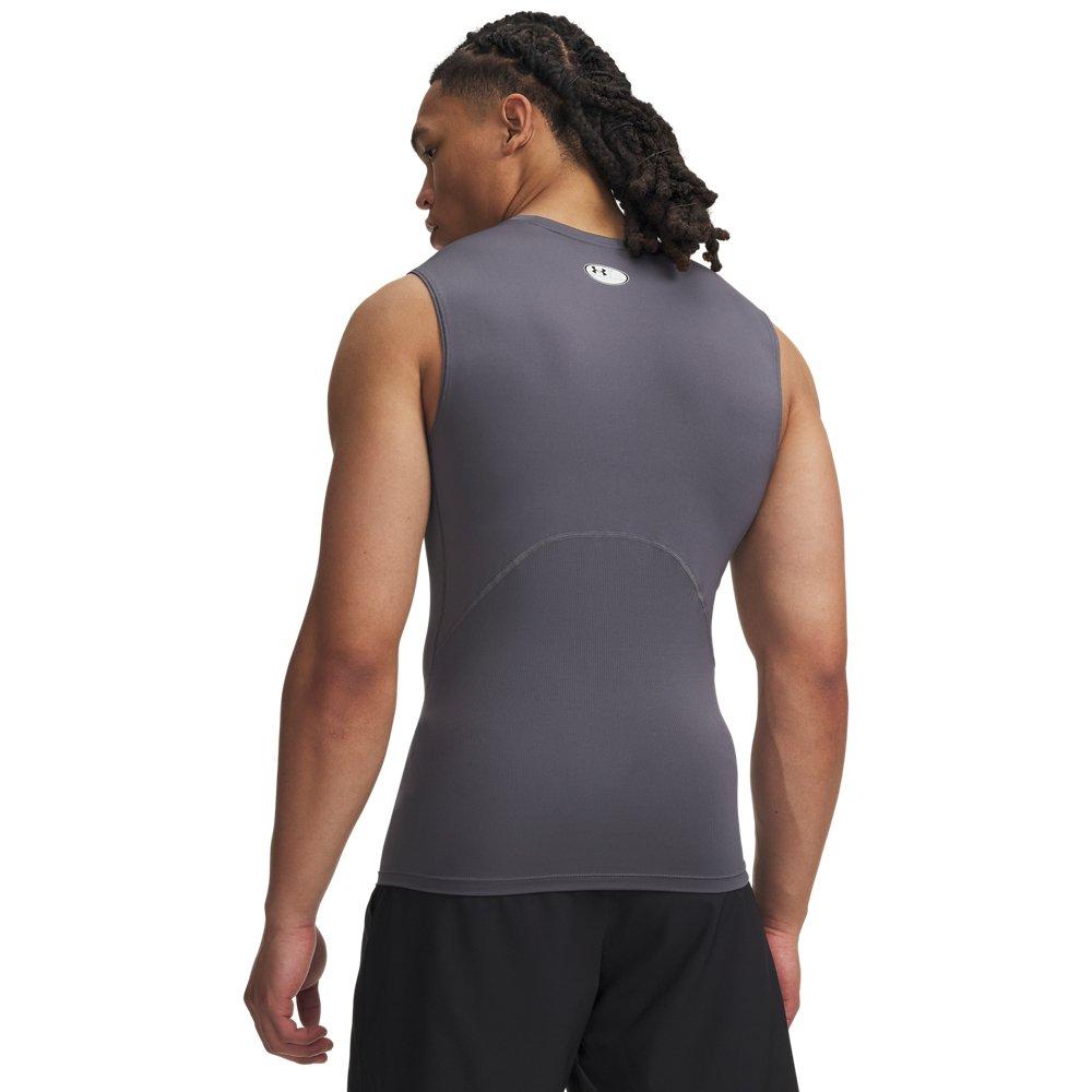Under Armour Men's HeatGear Compression Sleeveless Tank - Grey/White - GREY/WHITE