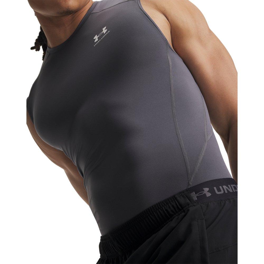 Under Armour Men's HeatGear Compression Sleeveless Tank - Grey/White - GREY/WHITE
