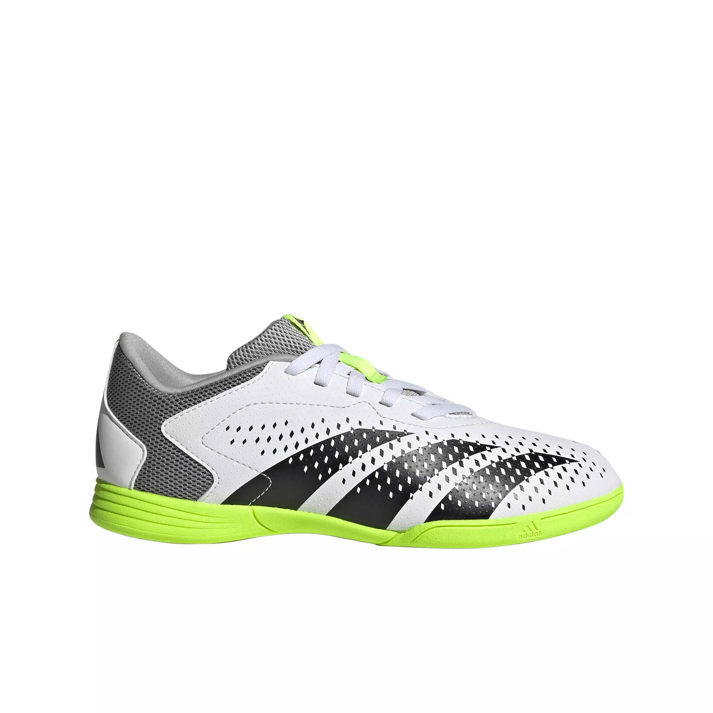 adidas Predator Accuracy.4 Indoor Sala "White/Core Black/Luclem" Grade School Kids' Soccer Cleat - WHITE/BLACK/LUCLEM