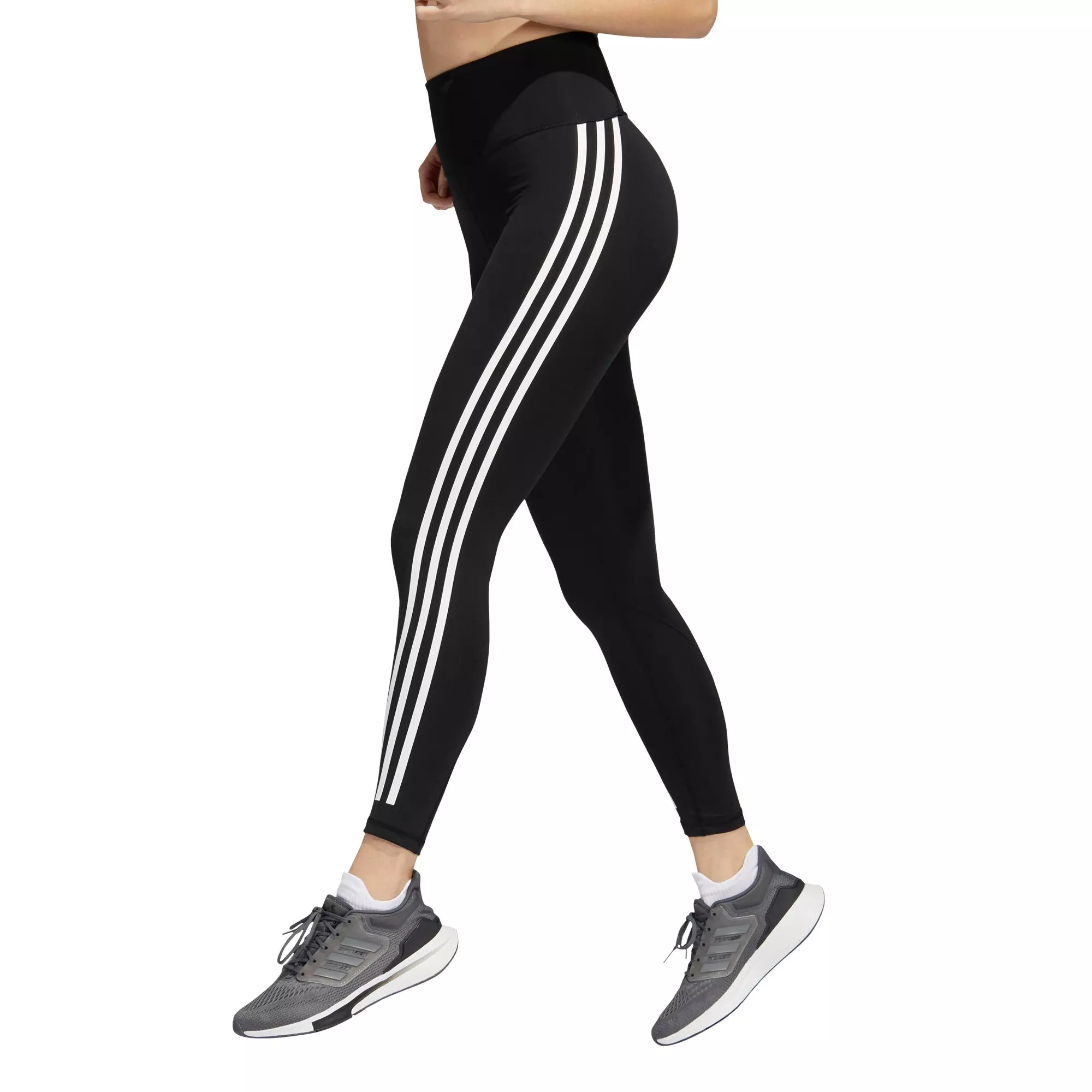 adidas Women's Optime Trainicons 7/8 3-Stripe Leggings-Black - BLACK