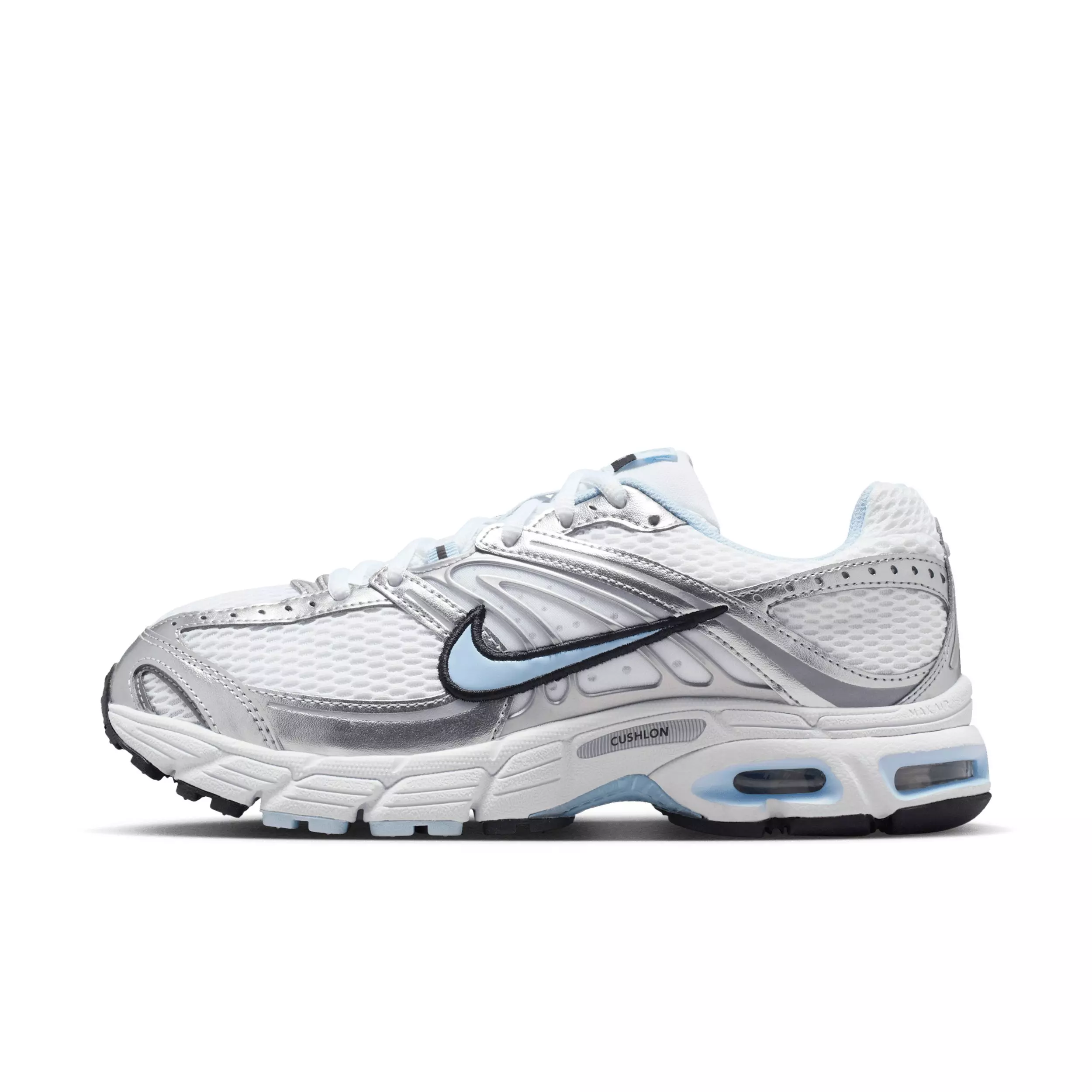 Nike Air Max Moto 2K "White/Metallic Silver/Black/Hydrogen Blue" Women's Shoe - WHITE/SILVER/BLACK/BLUE