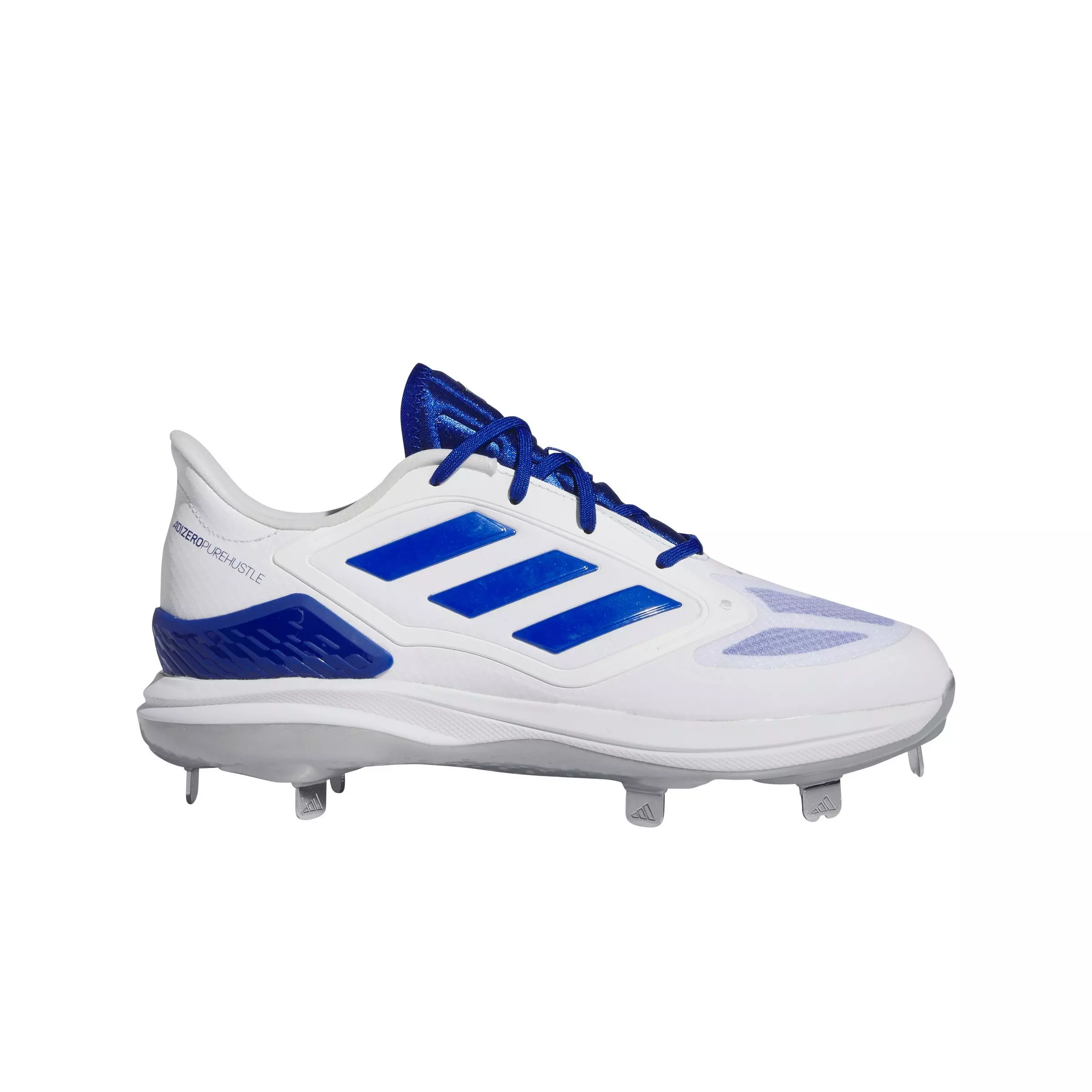 adidas adizero PureHustle 3 Elite "Ftwr White/Team Royal Blue/Silver Metallic" Women's Softball Cleat - WHITE/BLUE/SILVER
