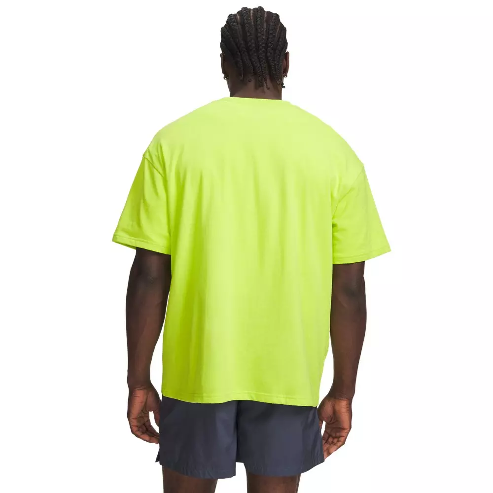 Under Armour Men's Heavyweight Metal Logo Short Sleeve - Neon Green - NEON GREEN