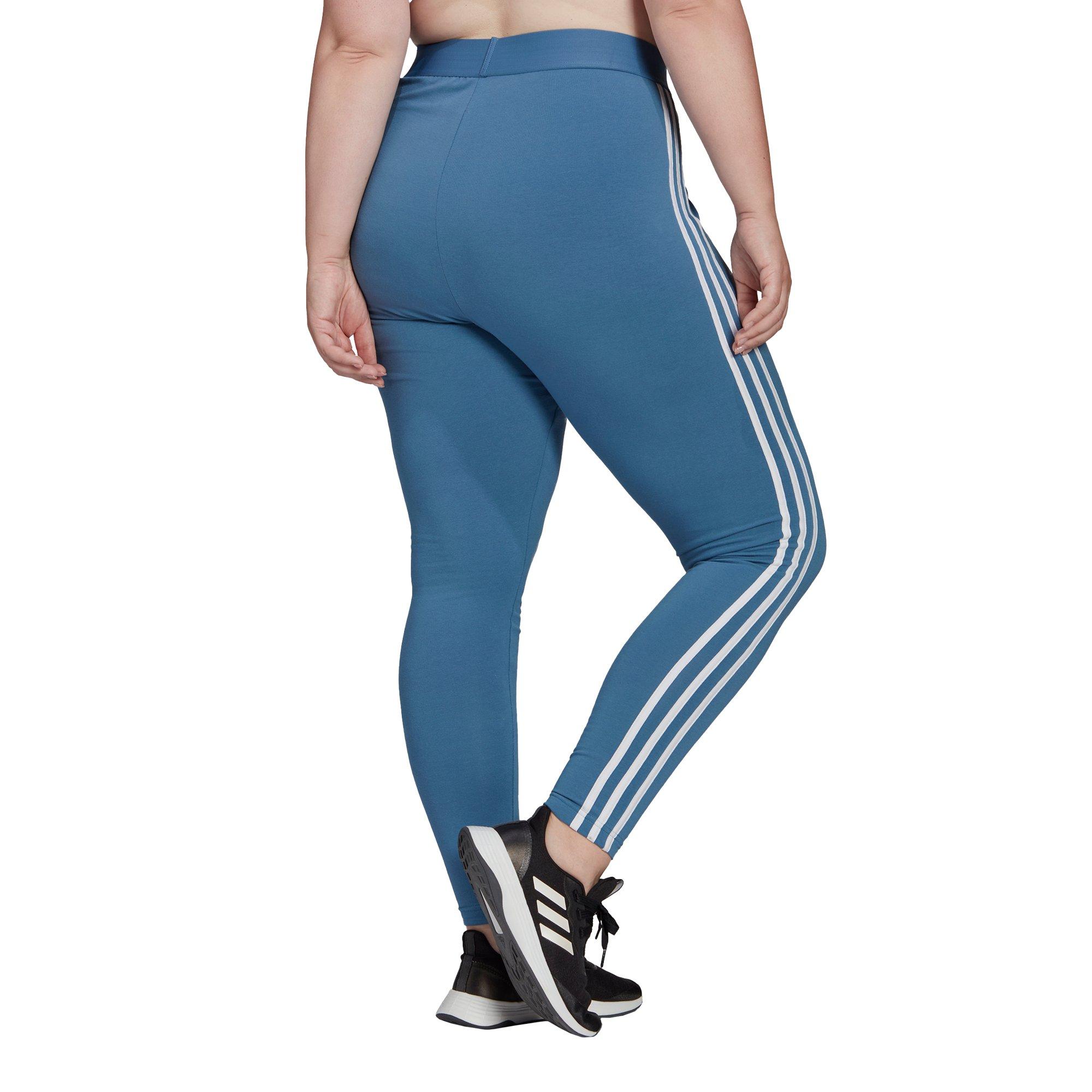 adidas Women's Essentials 3-Stripes Leggings-Blue - Hibbett