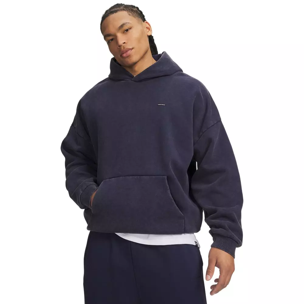 Under Armour Men's Icon Heavyweight Fleece Washed Hoodie - Navy/White - NAVY/WHITE