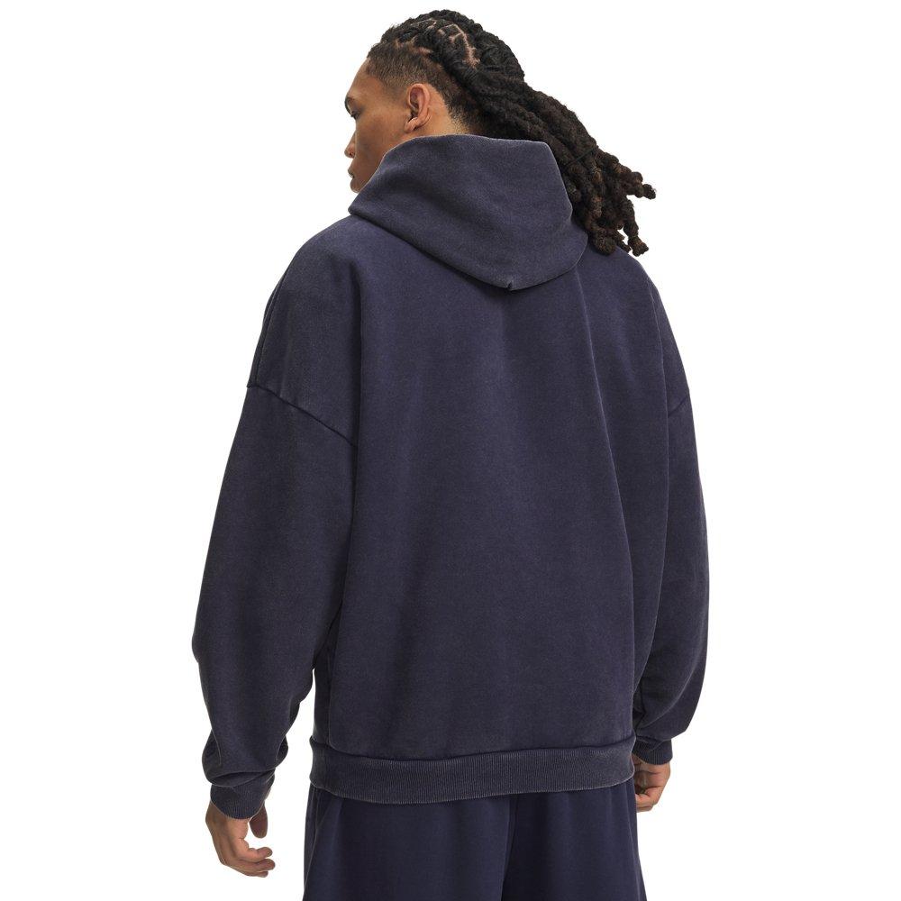 Under Armour Men's Icon Heavyweight Fleece Washed Hoodie - Navy/White - NAVY/WHITE