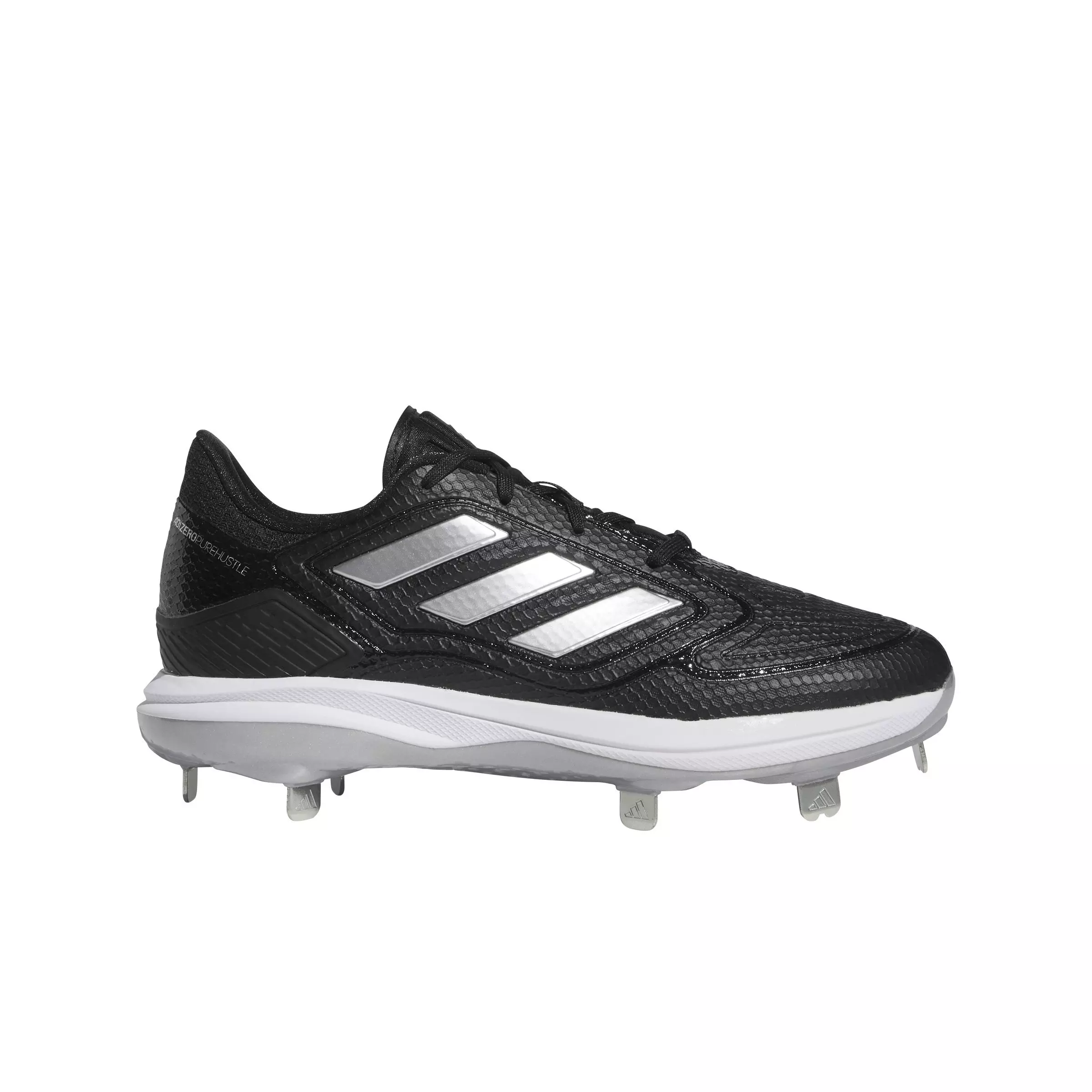 adidas adizero PureHustle 3 "Core Black/Silver Metallic/Ftwr White" Women's Softball Cleat - BLACK/SILVER/WHITE