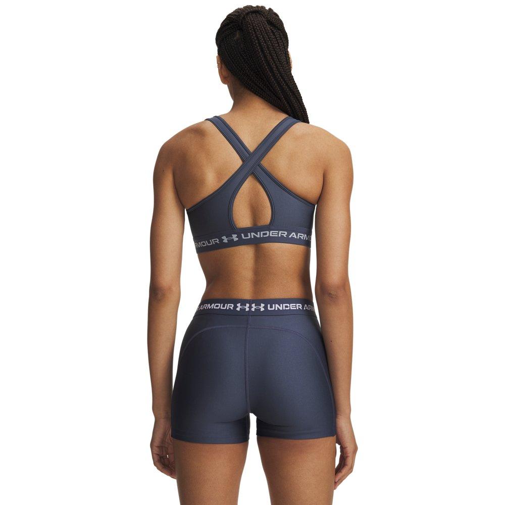 Under Armour Women's Crossback Mid Support Sports Bra - Grey/Blue - GREY/BLUE