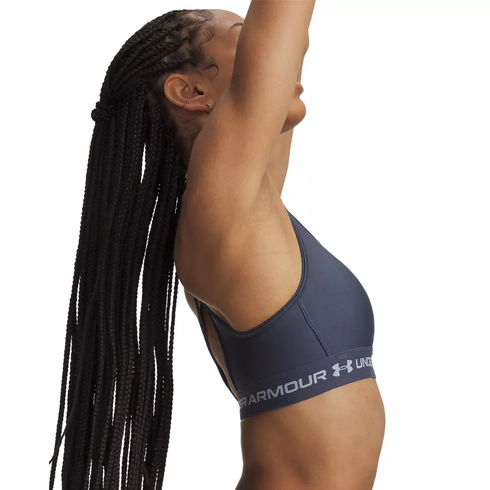 Under Armour Women's Crossback Mid Support Sports Bra - Grey/Blue - GREY/BLUE