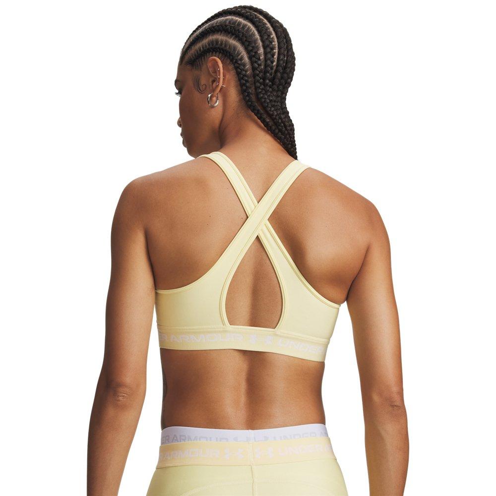 Under Armour Women's Crossback Mid Support Sports Bra - Yellow/White - YELLOW/WHITE