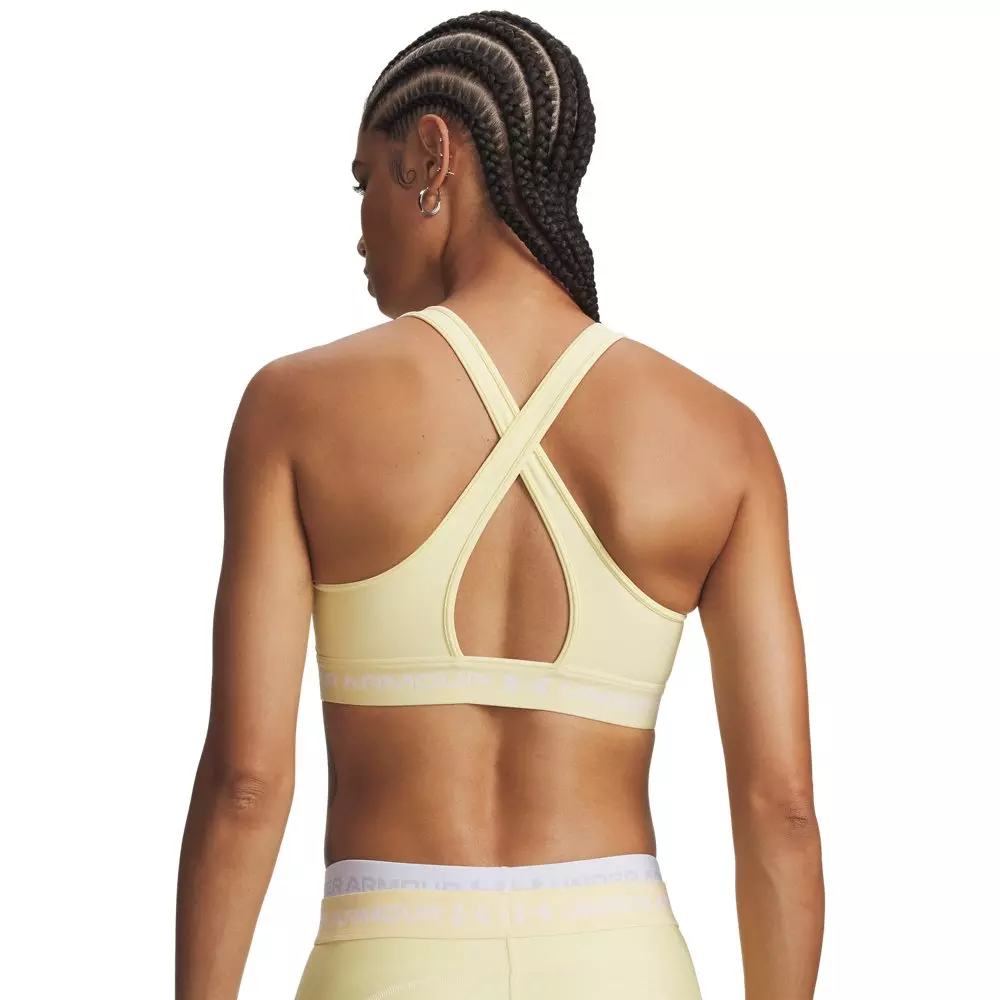 Under Armour Women's Crossback Mid Support Sports Bra - Yellow/White - YELLOW/WHITE