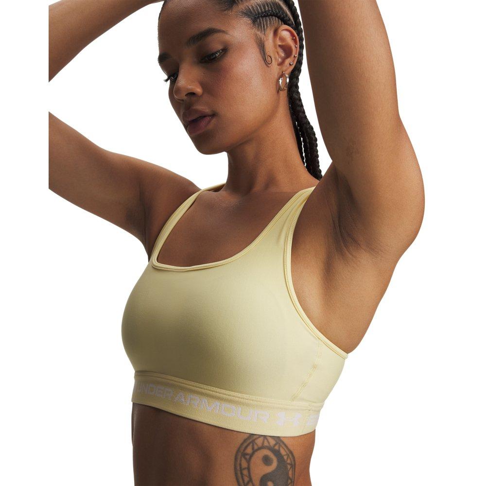 Under Armour Women's Crossback Mid Support Sports Bra - Yellow/White - YELLOW/WHITE