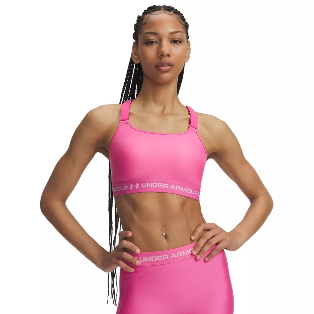 Under Armour Women's HeatGear Crossback High Support Sports Bra - Pink - PINK