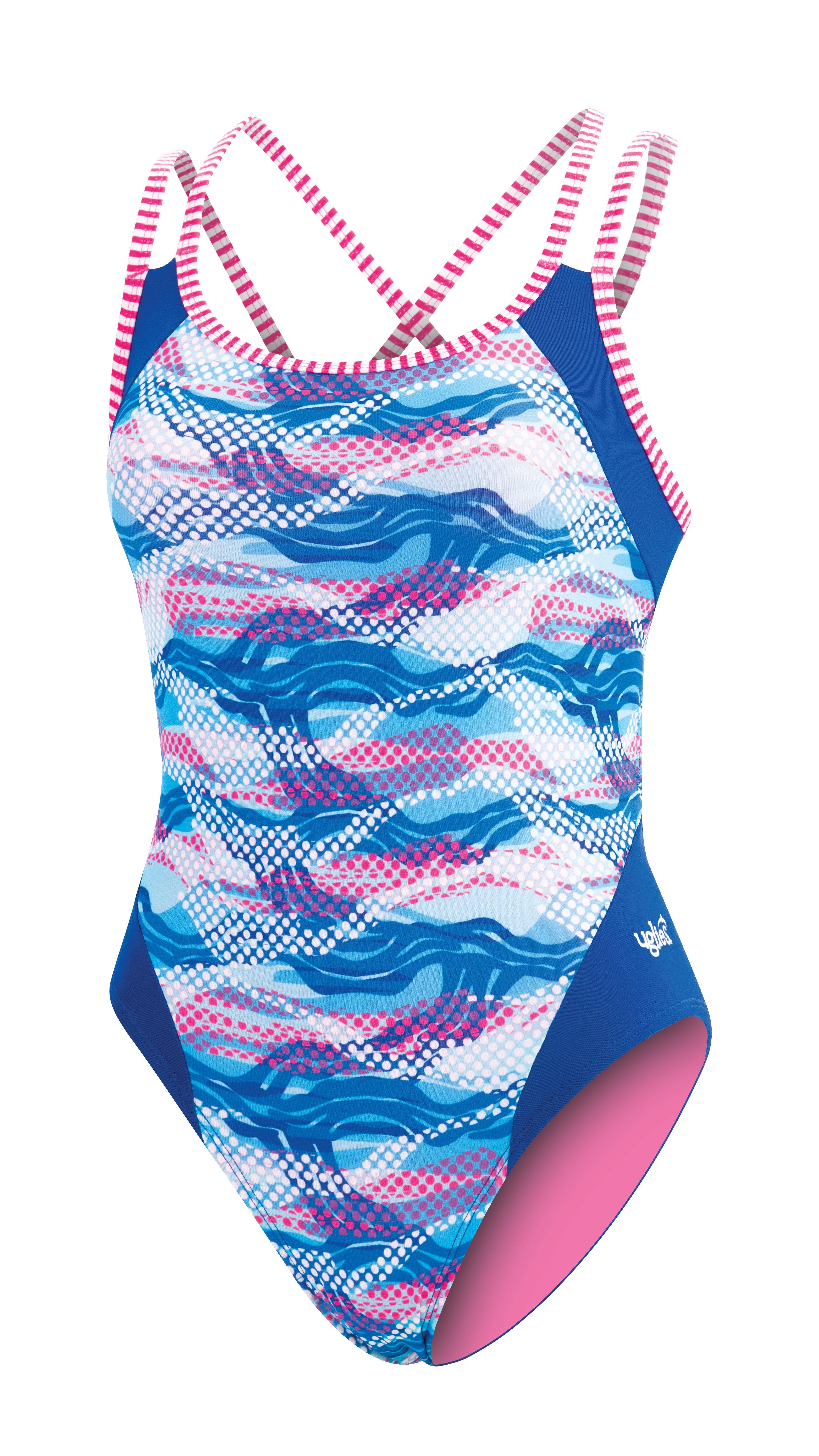 Women's Dolfin Uglies Print UPF 50+ Double Strap Back One-Piece Swimsuit