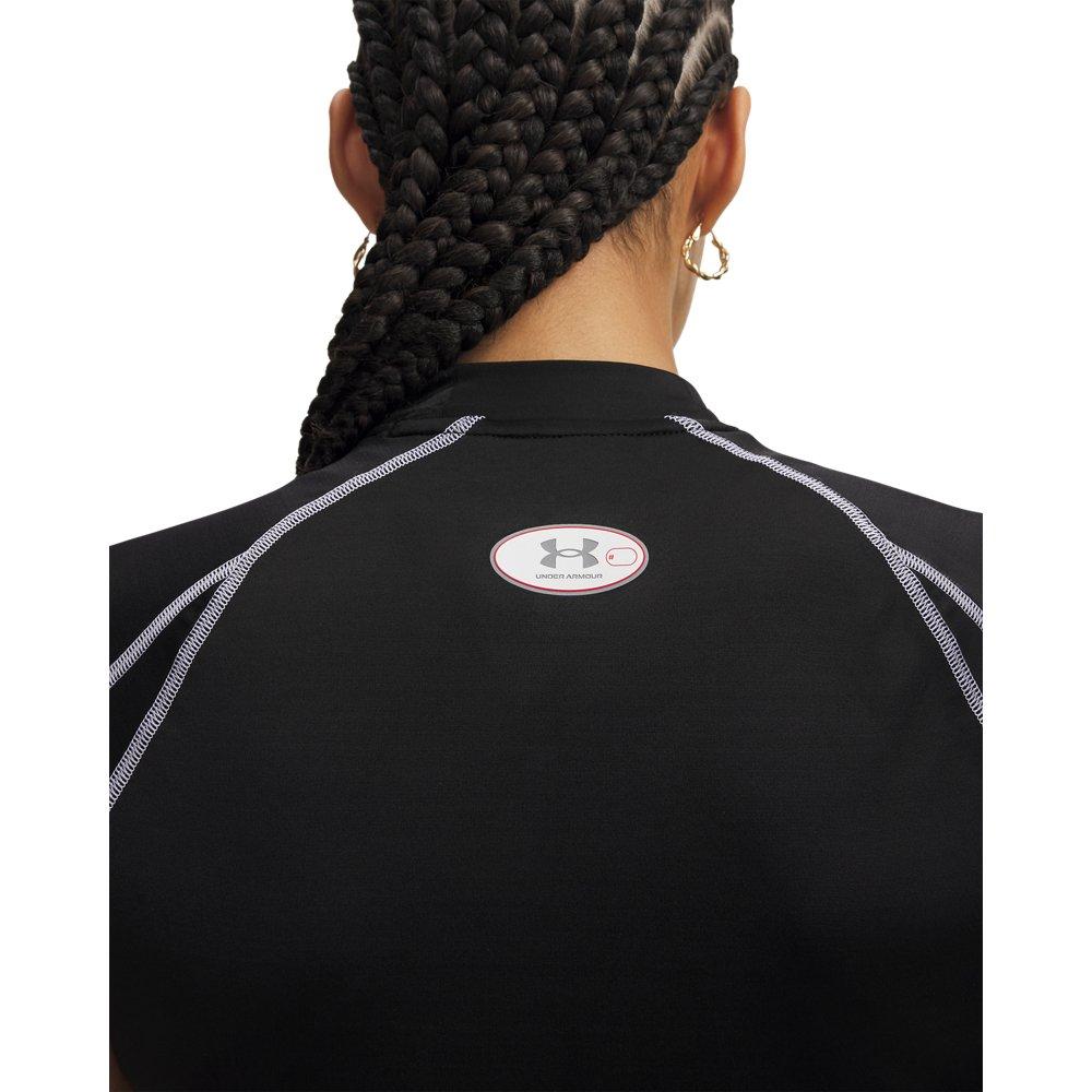 Under Armour Women's HeatGear NEOLAST Crop Mock Short Sleeve Top - Black/White - BLACK/WHITE