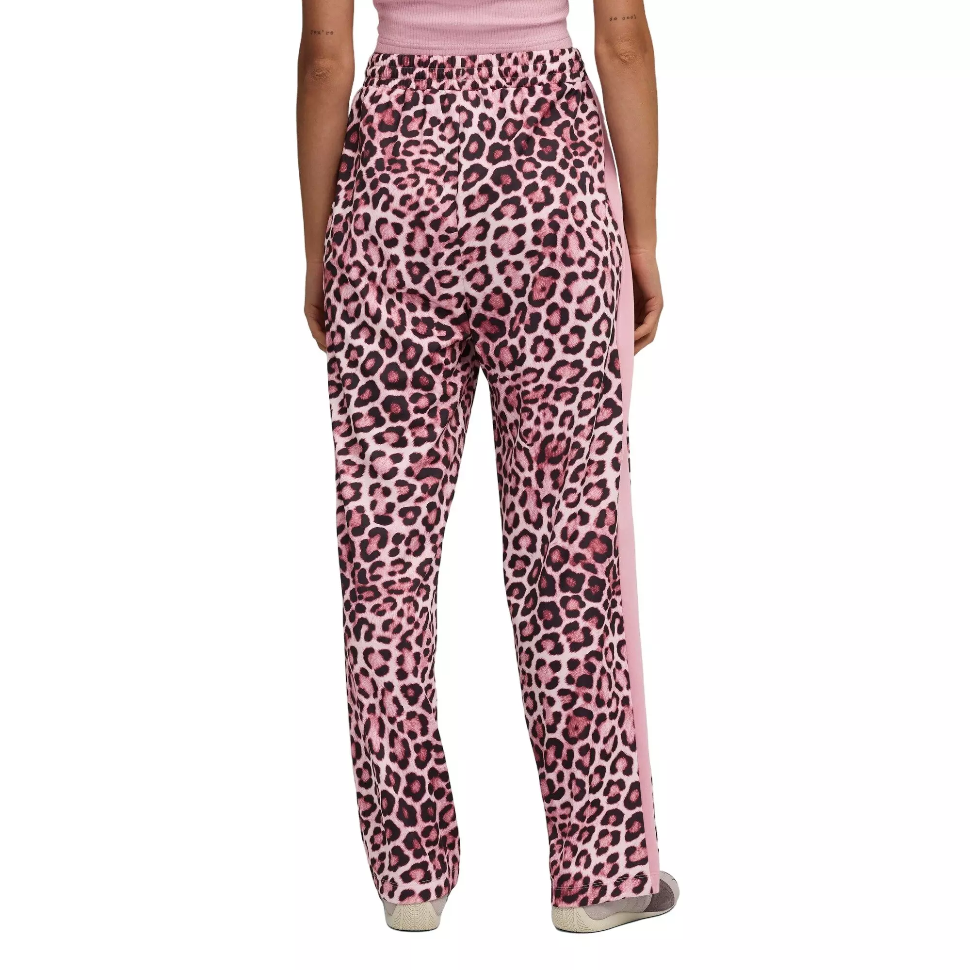 PUMA Women's T7 Leopard Luxe Animal Print Straight Sweatpants - Pink/Red - PINK/RED