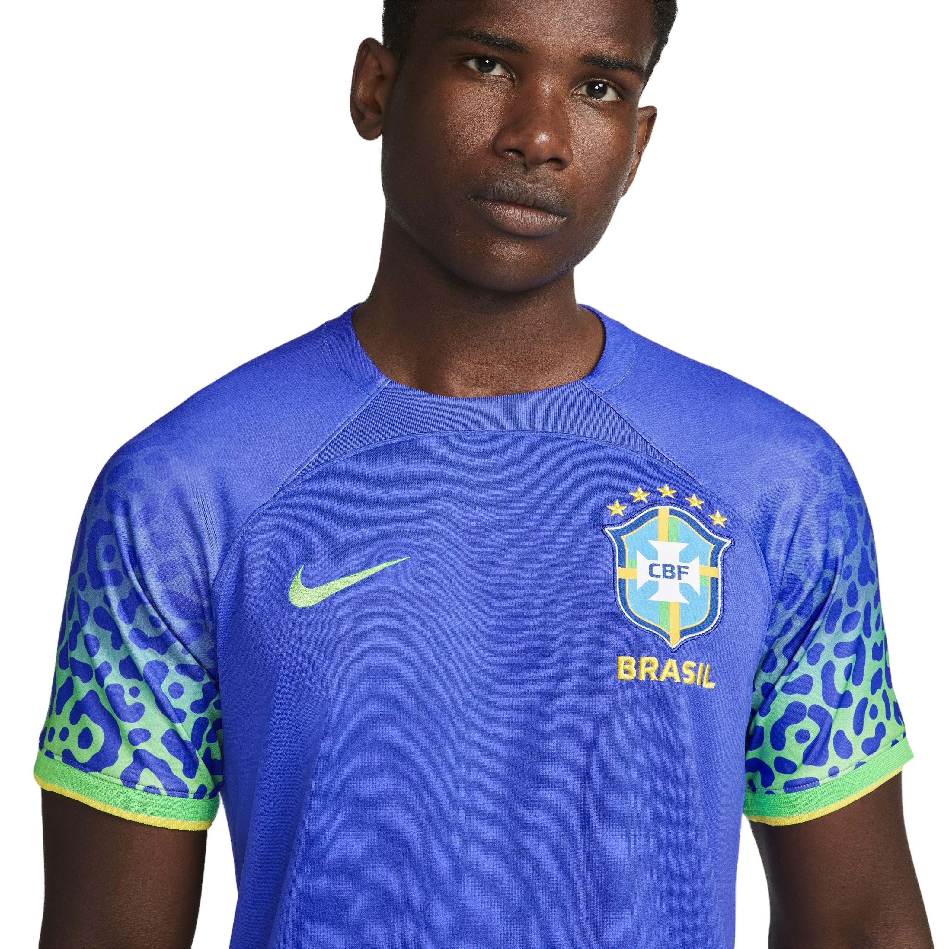Nike Men's Brazil 2022/23 Stadium Away Dri-FIT ADV Soccer Jersey-Blue - BLUE Thumbnail View 3